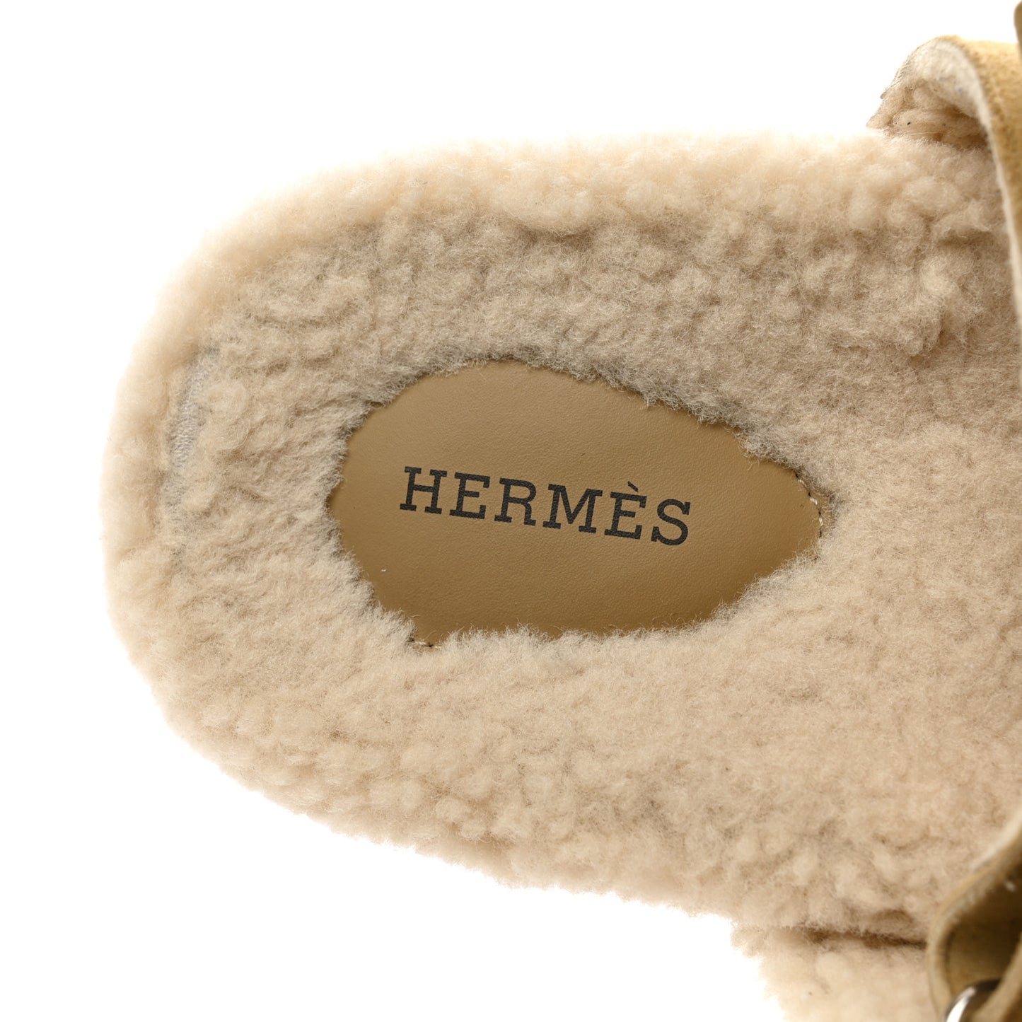 Suede Goatskin Woolskin Womens Chypre Sandals 38 Golden Beige