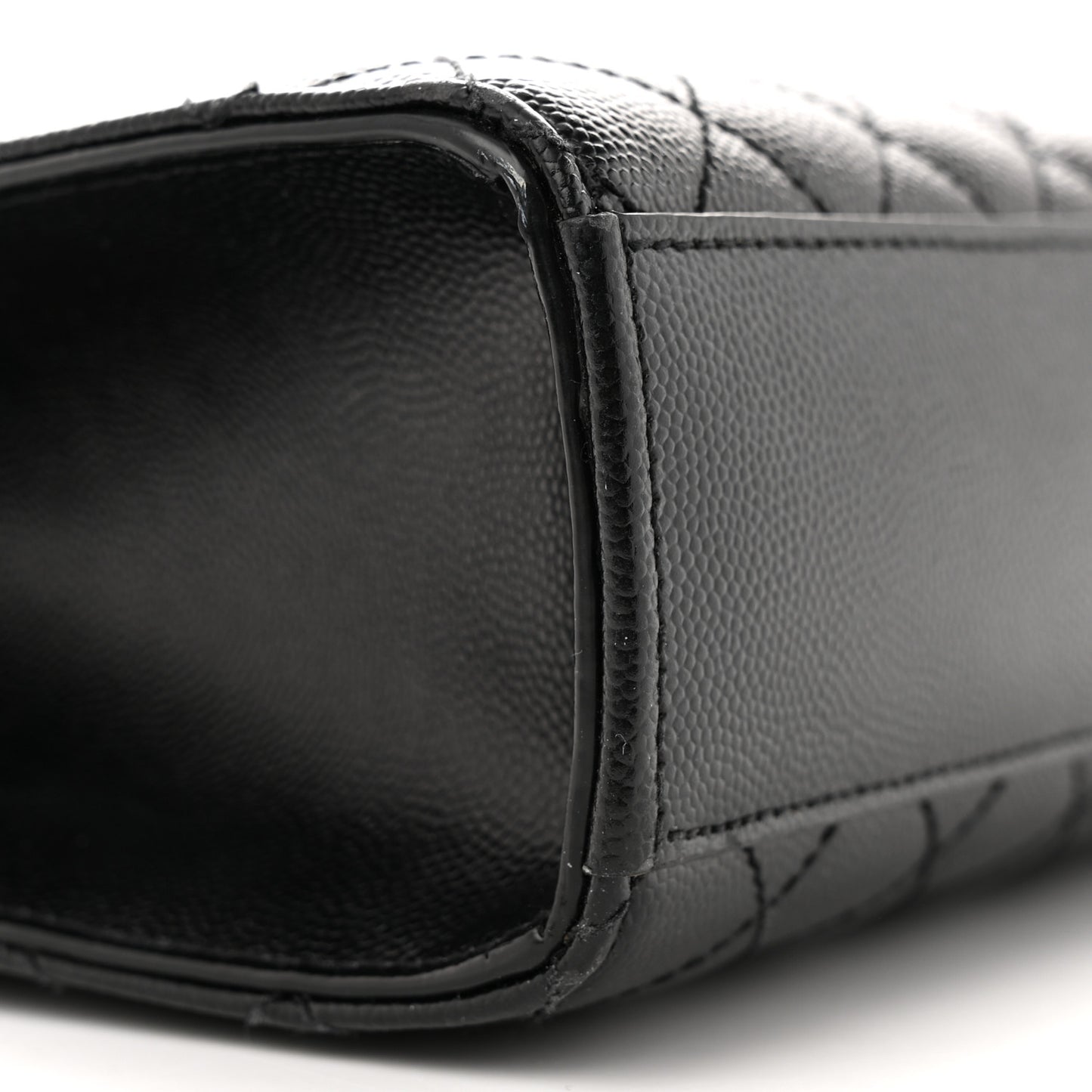 Grain De Poudre Textured Mixed Matelasse Large Triquilt Monogram Monochrome Satchel Black