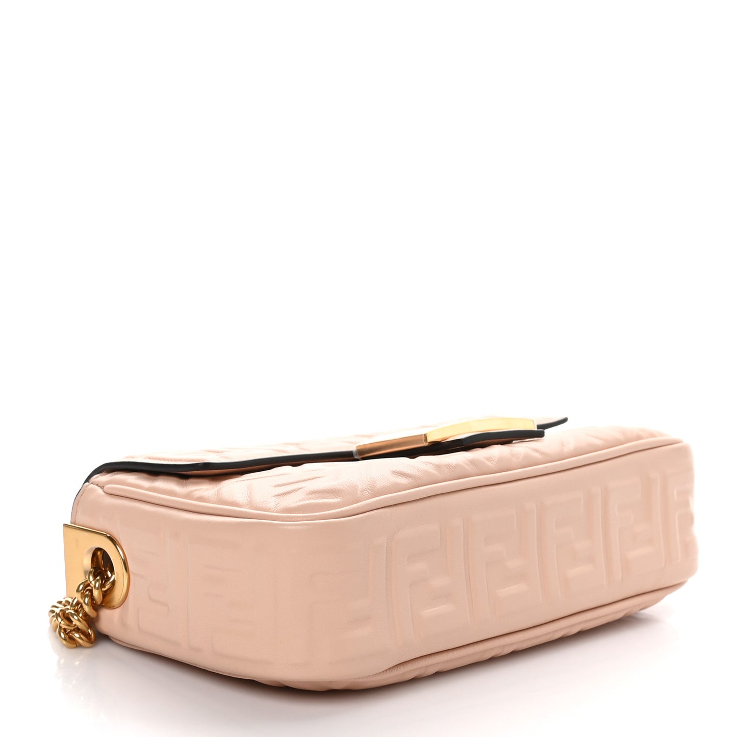 Nappa Small FF Embossed Midi Chain Baguette Light Rose
