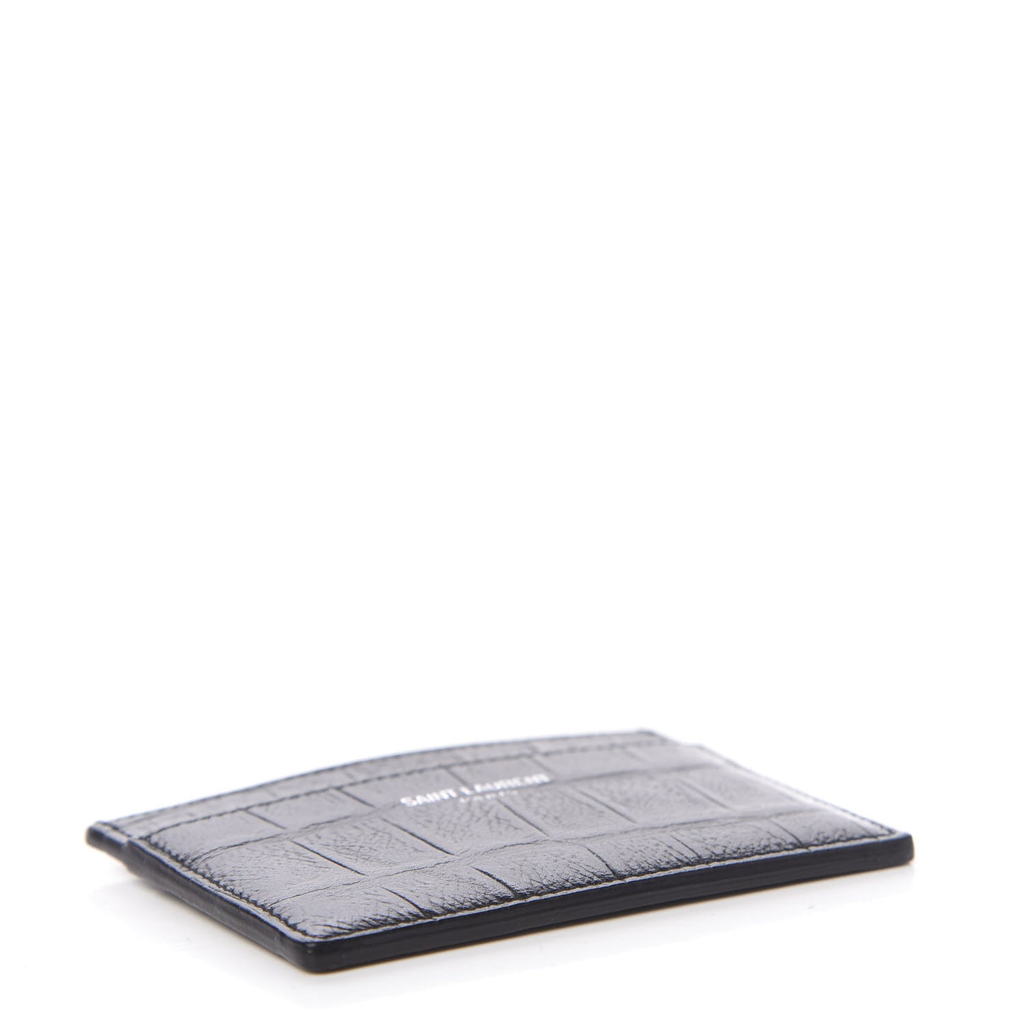 Calfskin Crocodile Embossed Card Case Black