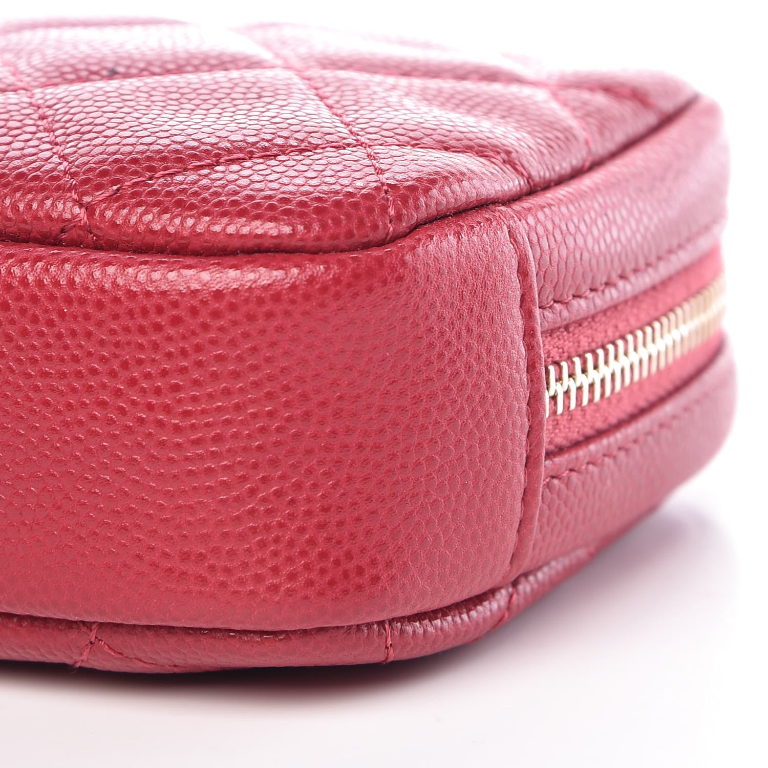 Chanel Caviar Quilted Small Curvy Pouch Cosmetic Case Dark Pink 9 of 10