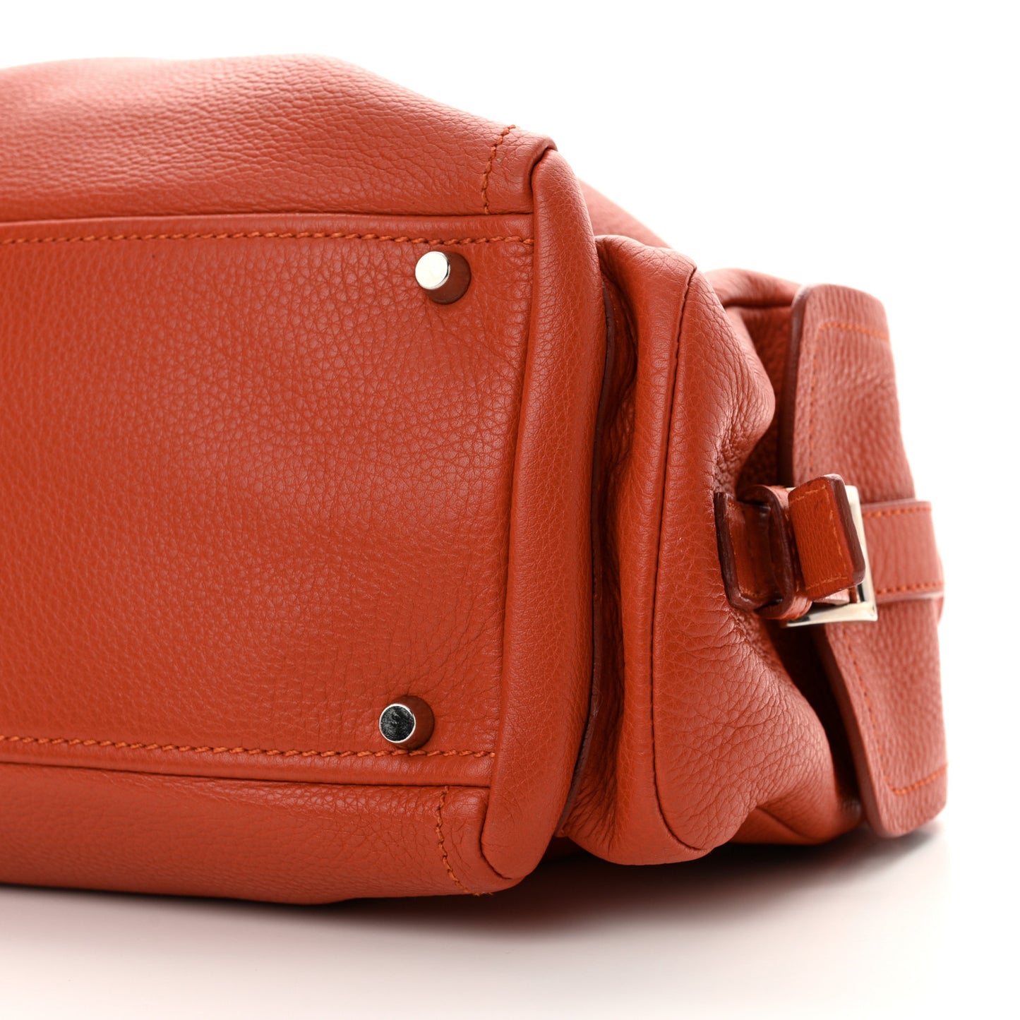 Vitello Daino Buckle Shoulder Bag Mandarin