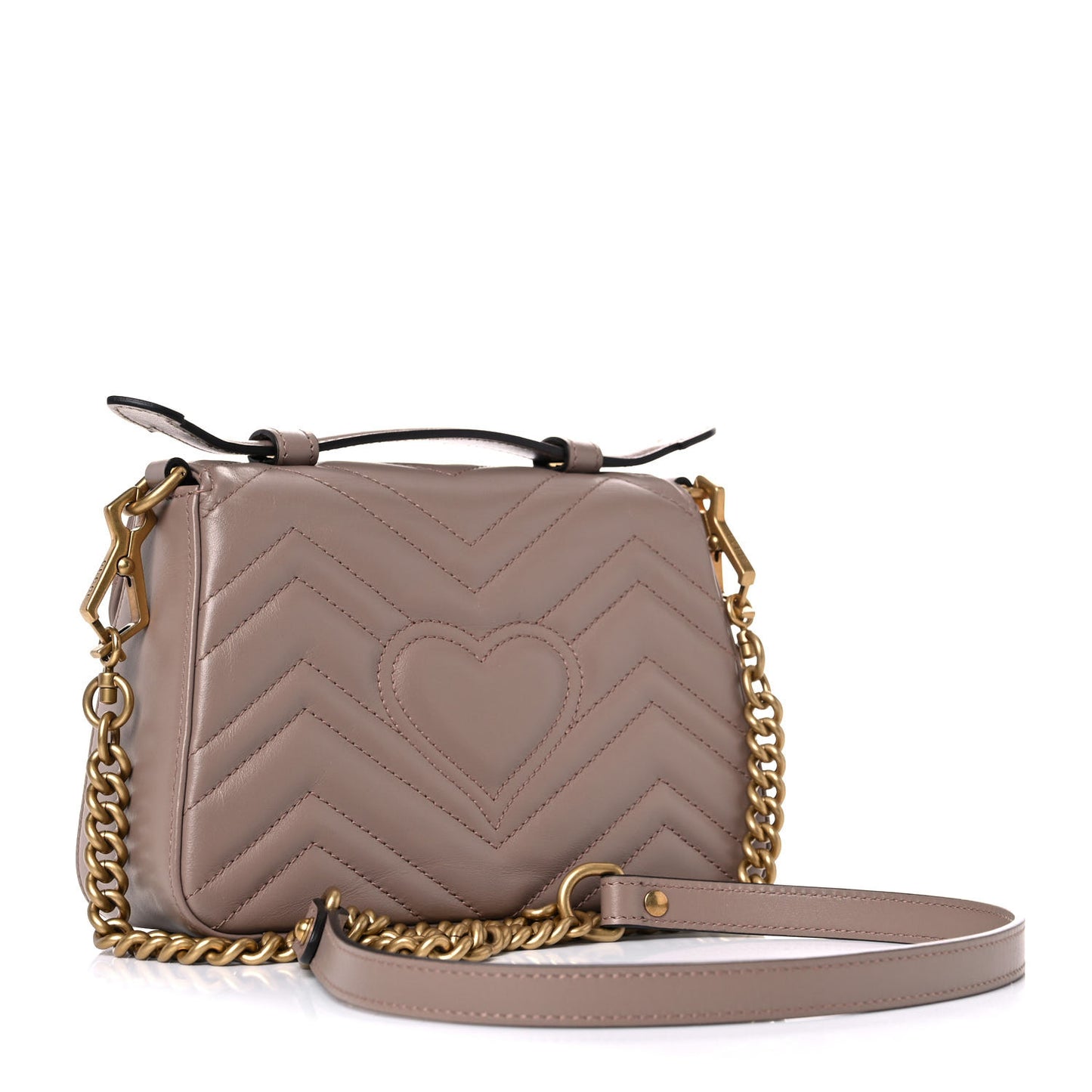 Calfskin Matelasse Mini GG Marmont Top Handle Shoulder Bag Porcelain Rose