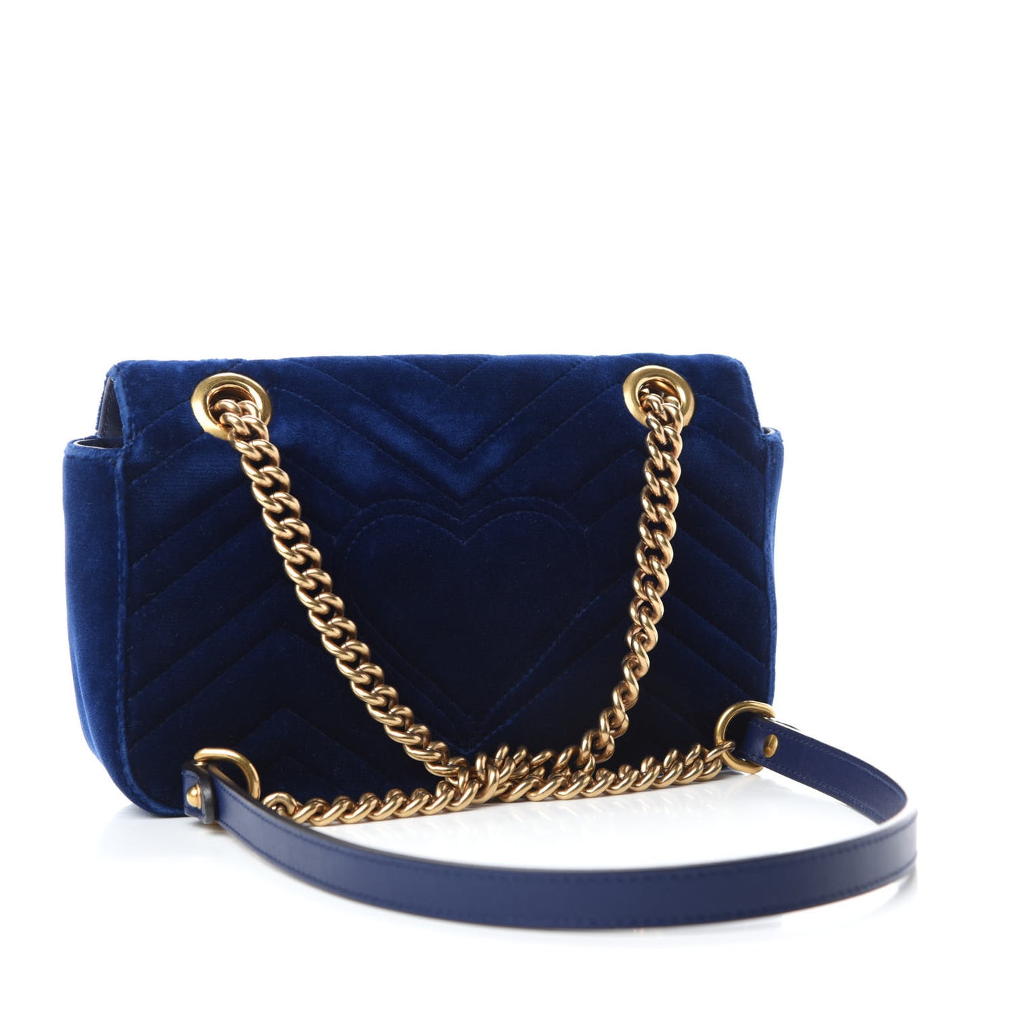 Velvet Matelasse Mini GG Marmont Shoulder Bag Cobalt Blue