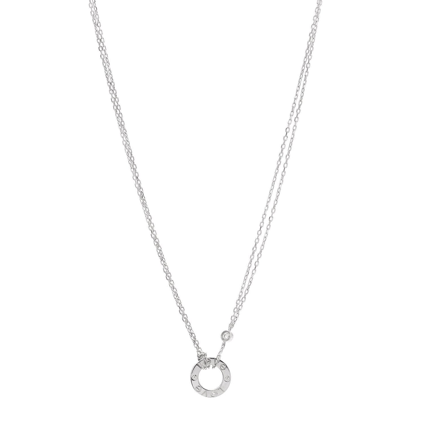 18K White Gold 2 Diamond LOVE Necklace