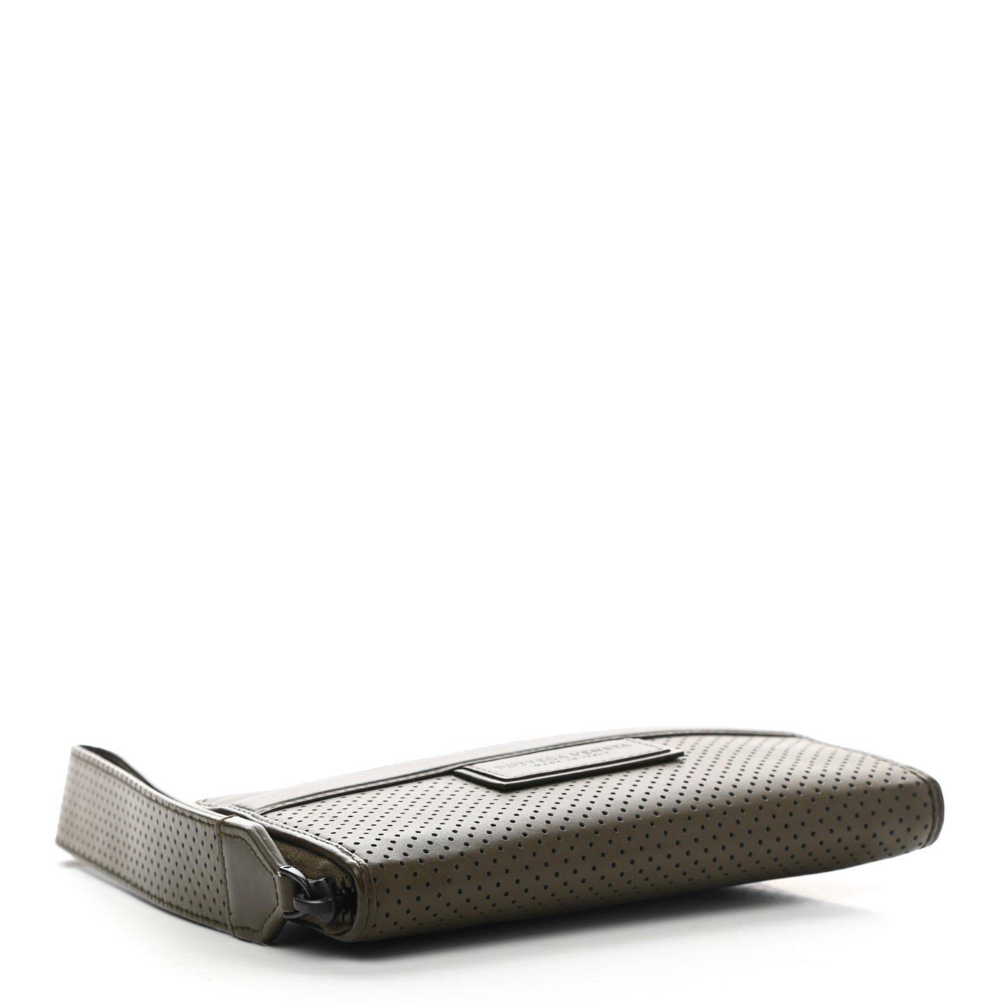 Perforated Calfskin Leggero Wristlet Green