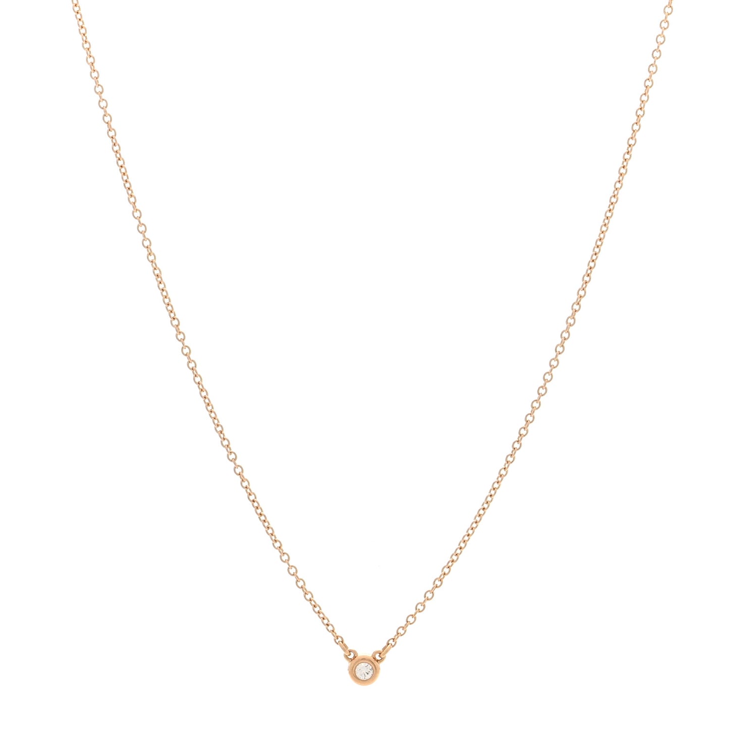 18K Rose Gold Diamond .03ct Elsa Peretti Diamonds by the Yard Pendant Necklace