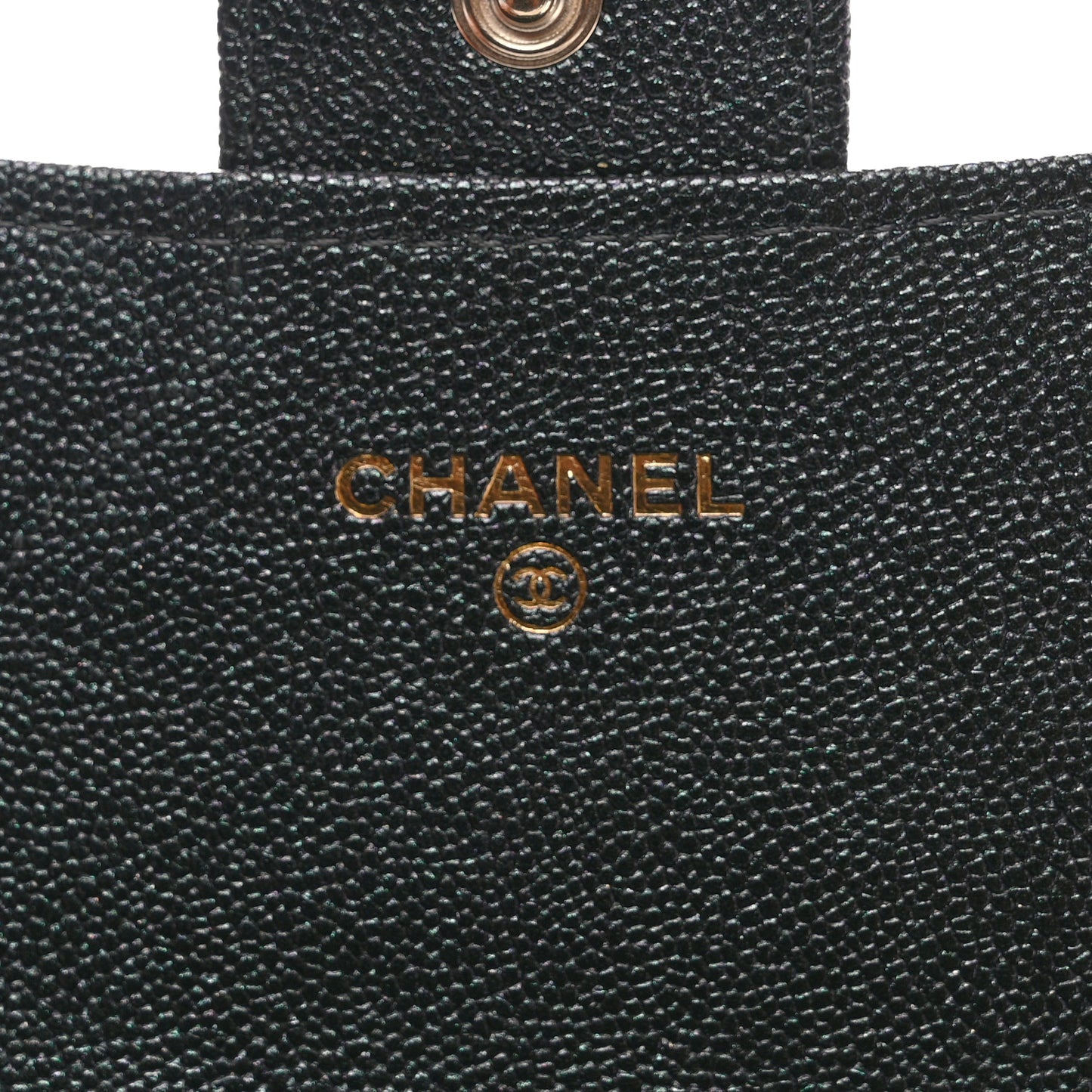 Iridescent Caviar Quilted Medium Flap Wallet Black