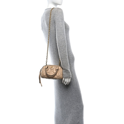 Calfskin GG Matelasse Mini Bowler Bag Naturale