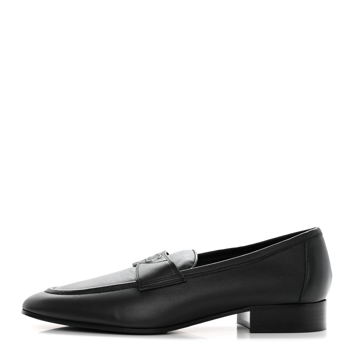 Calfskin Mens Stitched CC Loafers 43 Black