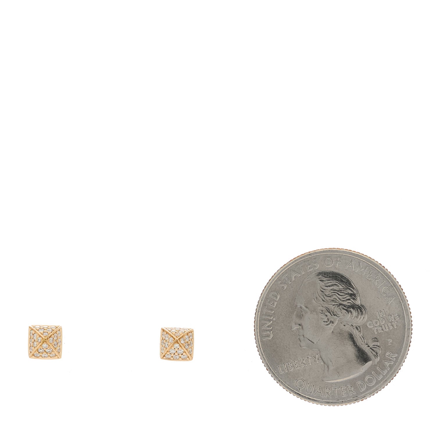 Hermes 18K Rose Gold Diamond Clou d'H Stud Earrings 2 of 6