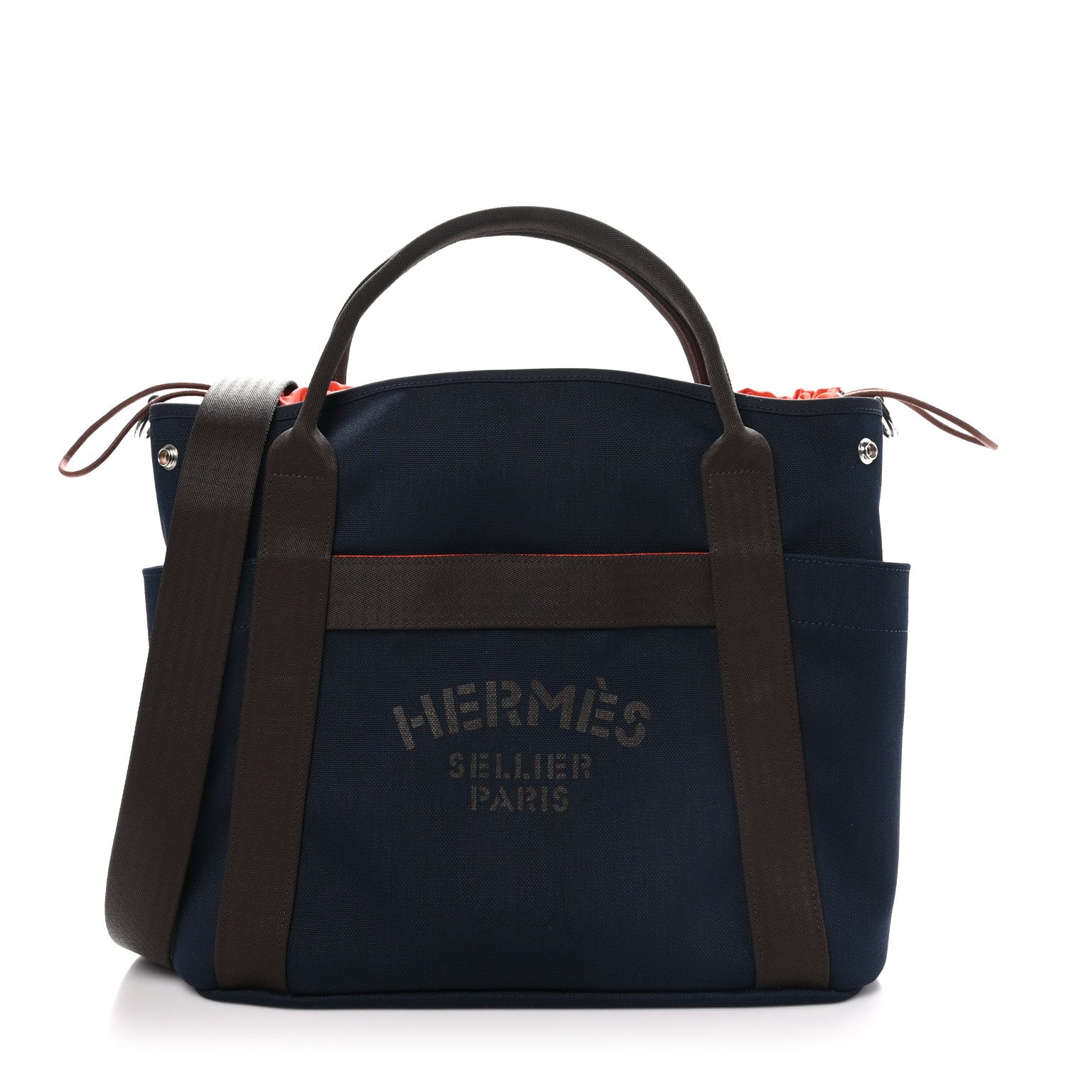Hermes Toile Sac De Pansage Groom Bleu Navy Feu 1 of 11