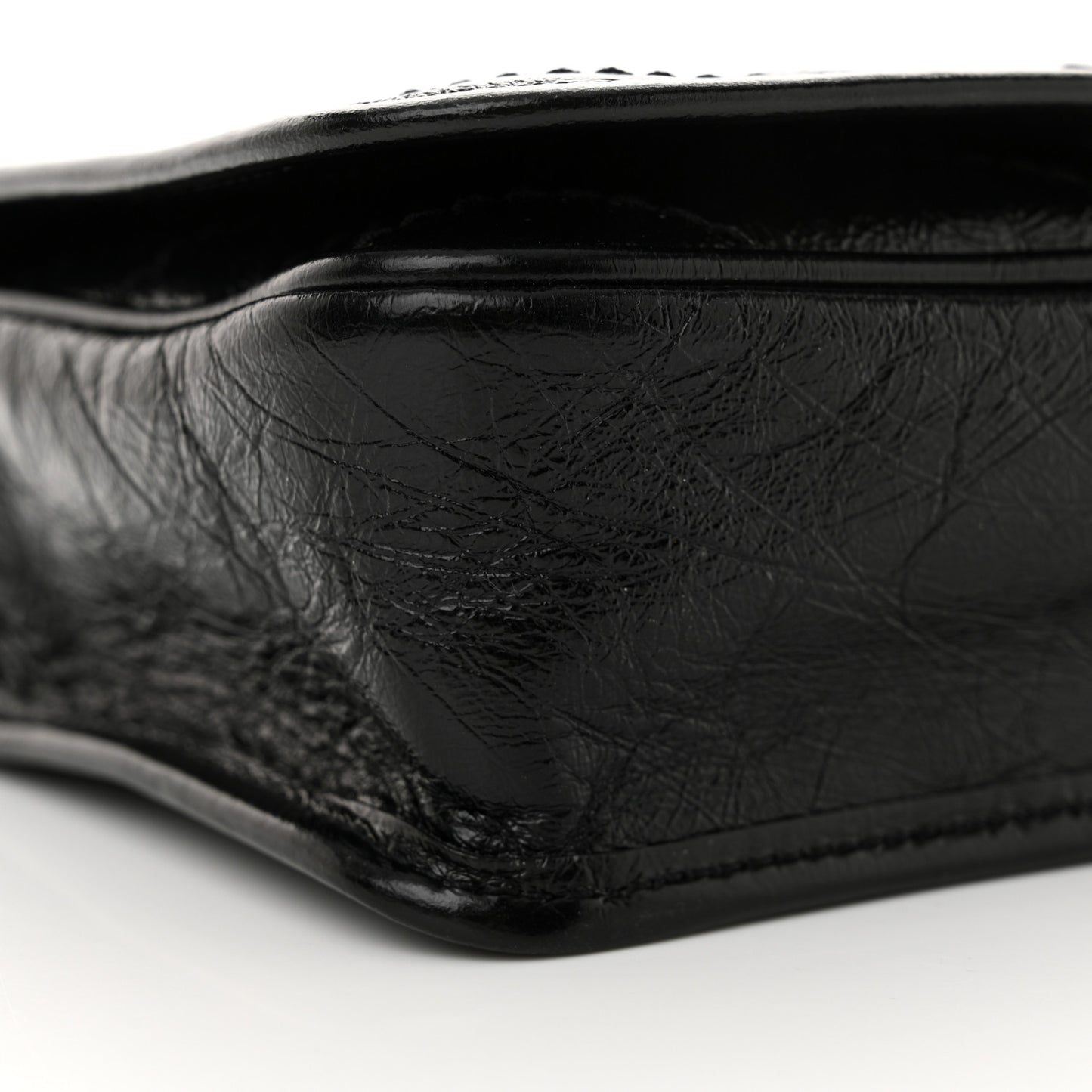Crinkled Calfskin Matelasse Monogram Niki Chain Wallet Black