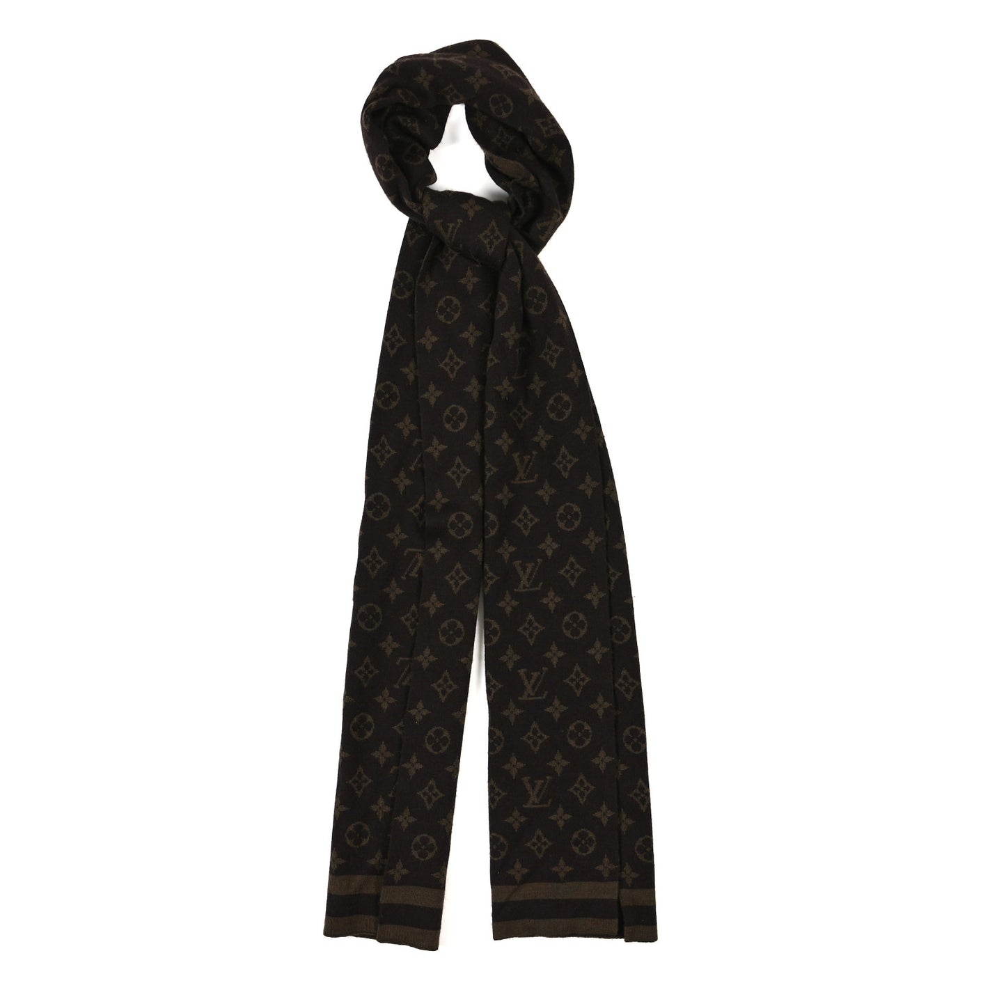 Cashmere Silk Monogram Scarf Brown