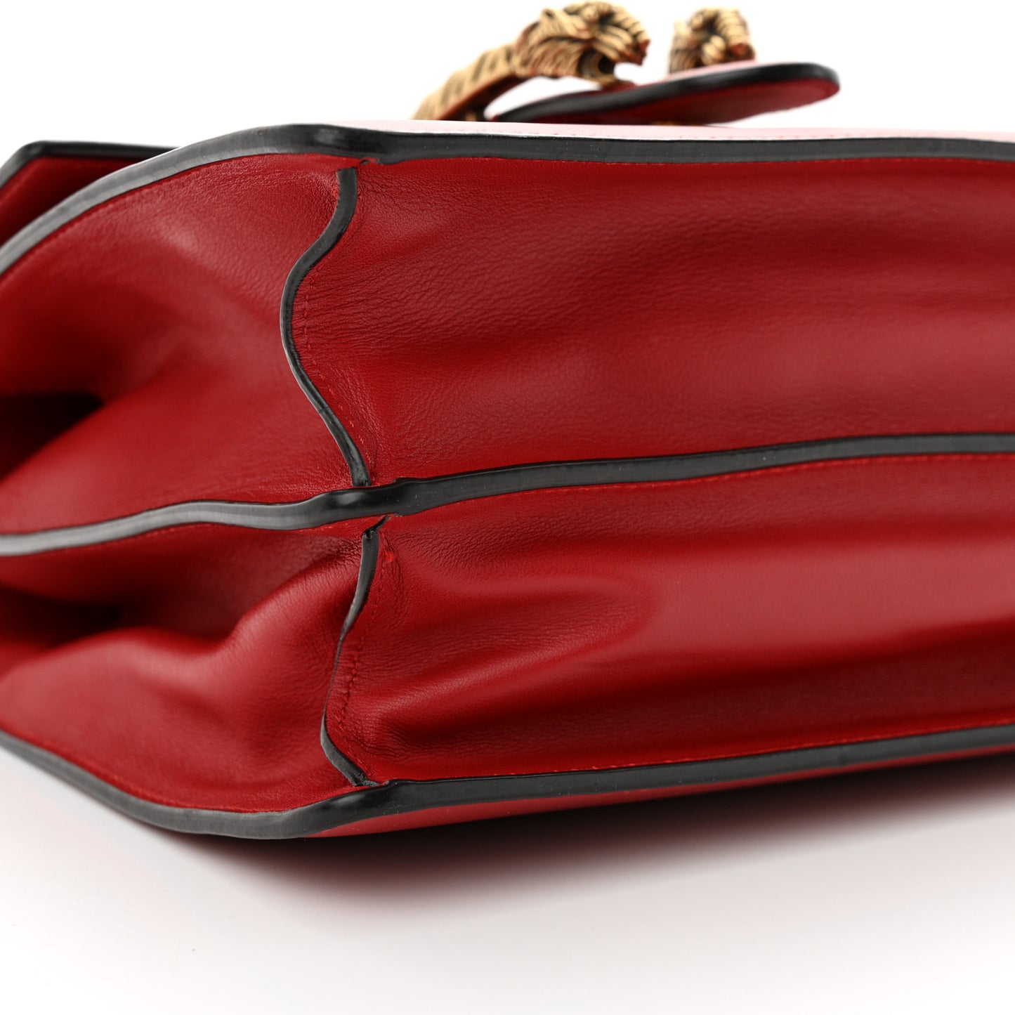 Moon Calfskin Web Medium Dionysus Bamboo Top Handle Bag Hibiscus Red