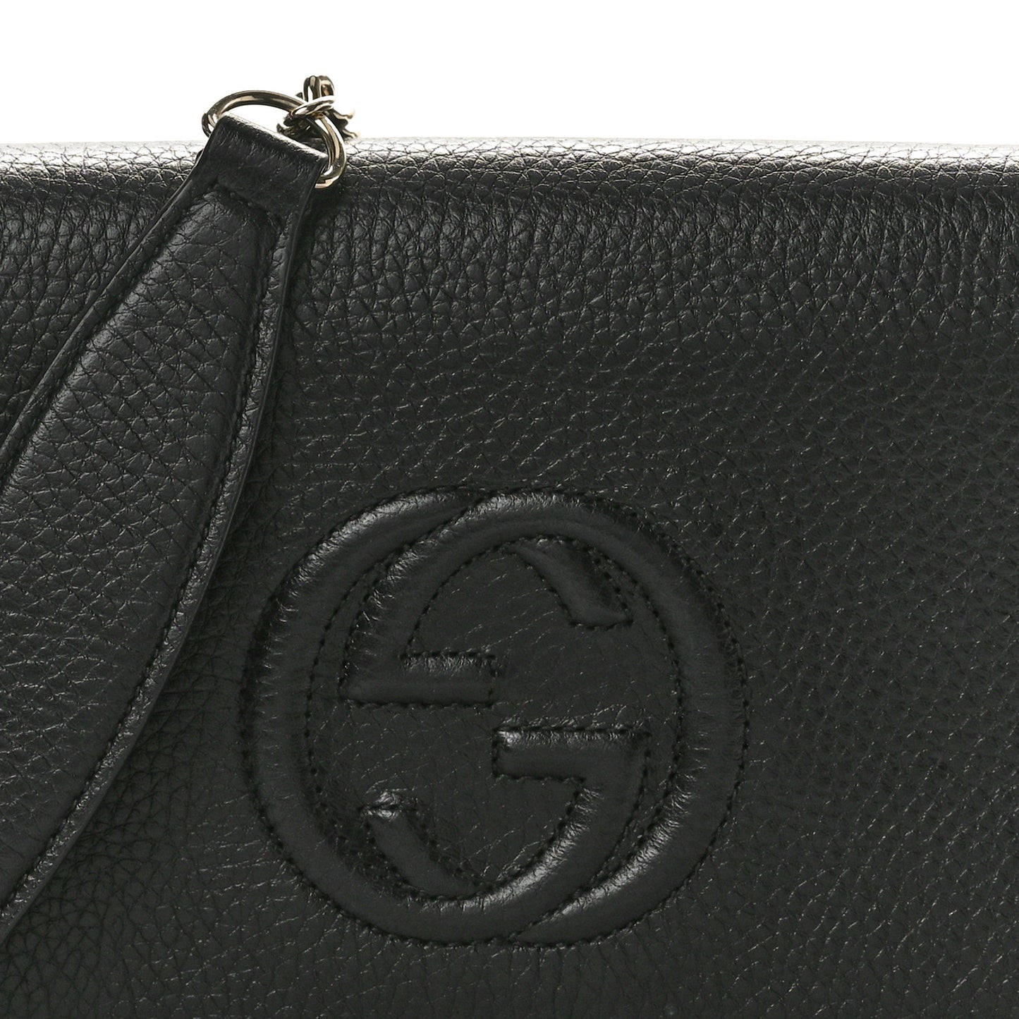 Pebbled Calfskin Soho Wallet On Chain Black