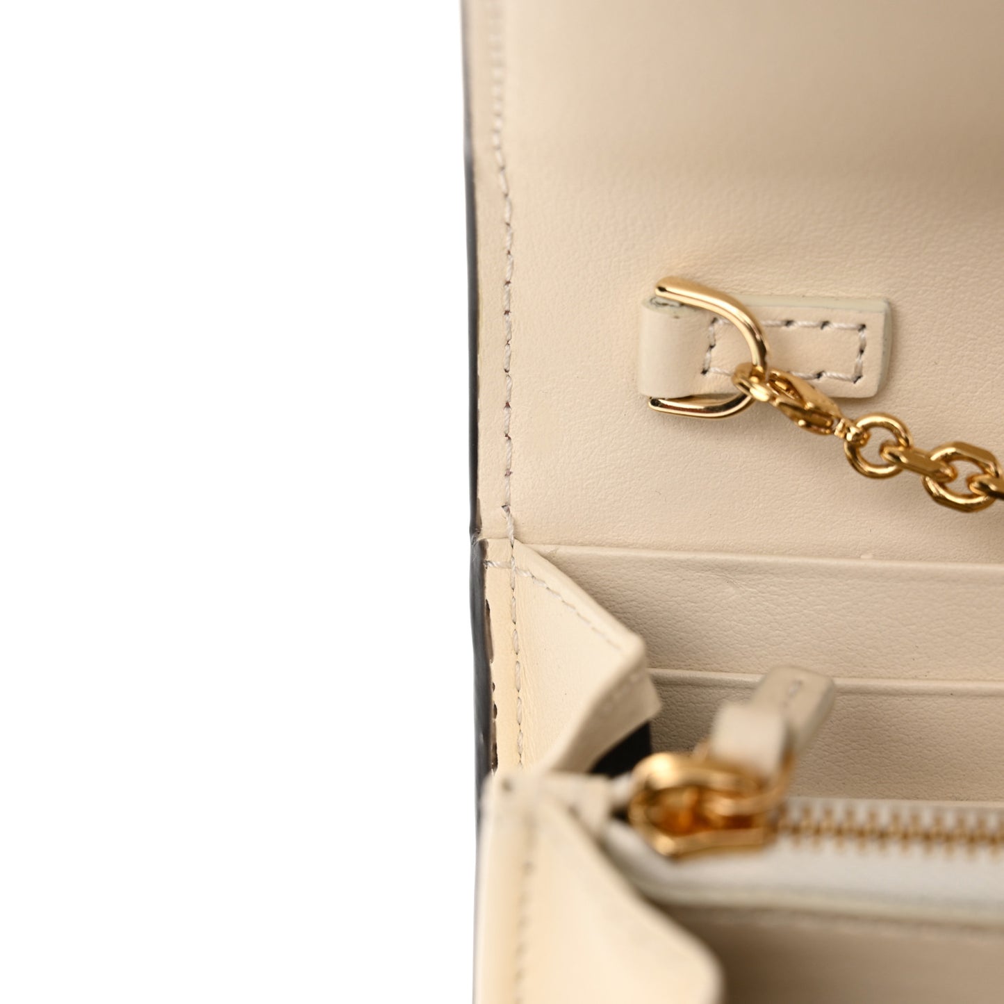 X VERSACE Glazed Fabric Fendace FF Baroque Continental Wallet On Chain Gold White Rosa