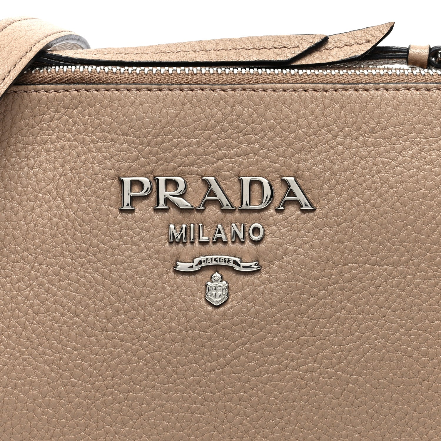 Prada Vitello Daino Double Zip Crossbody Bag Cammeo 8 of 10