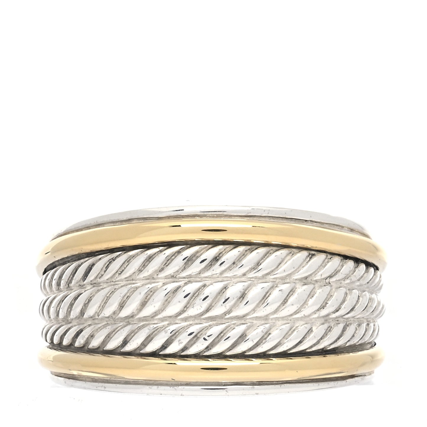 Sterling Silver 18K Yellow Gold 14mm Wheaton Three Row Cable Band Ring 56 7.5