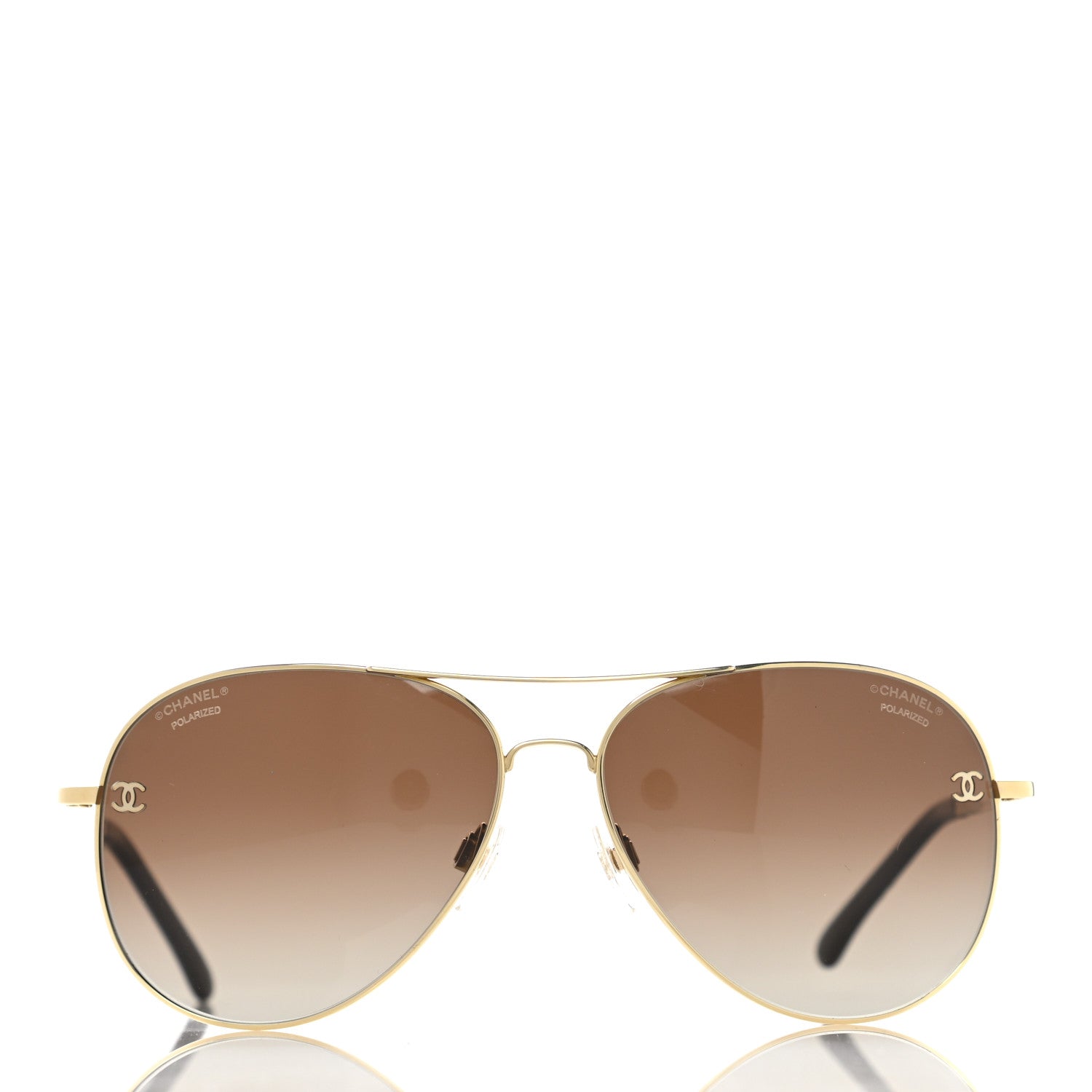 Chanel Metal Polarized Aviator CC Sunglasses 4189-T-Q Brown 2 of 7