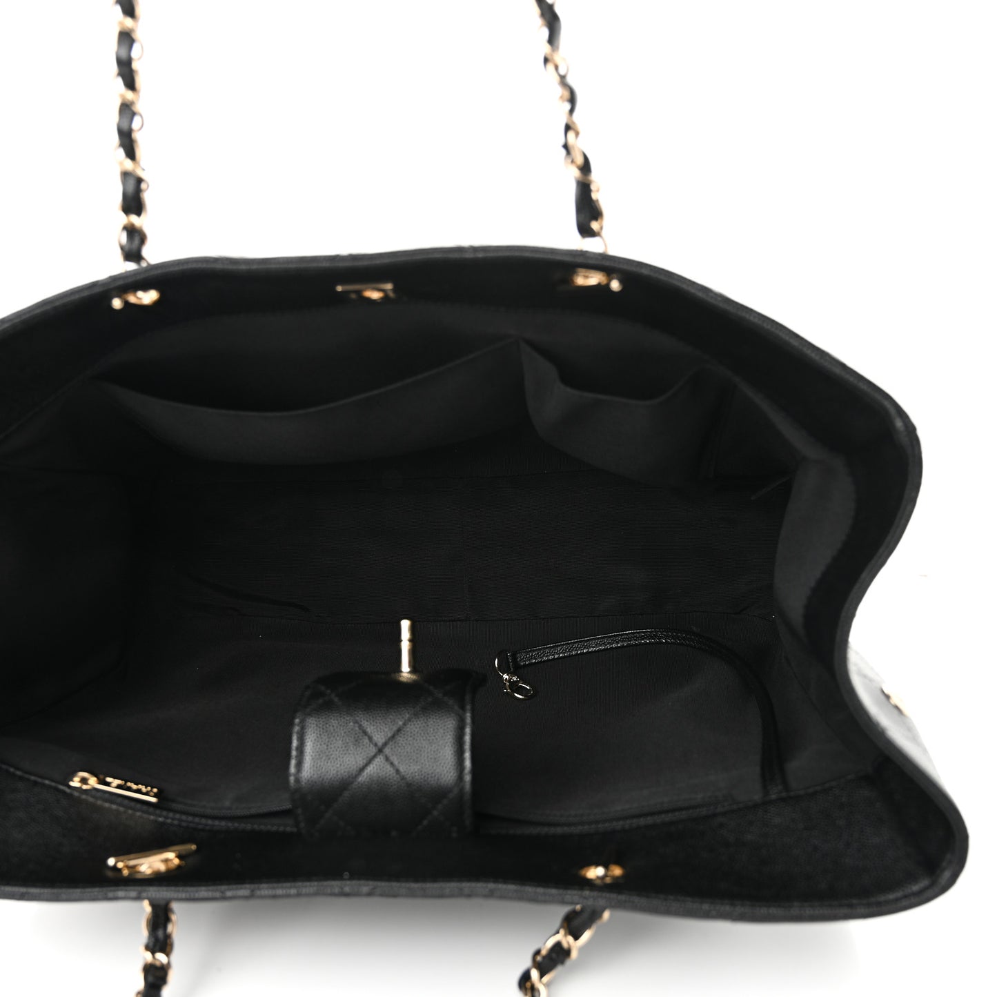 Caviar Quilted Large Shopping Tote Black