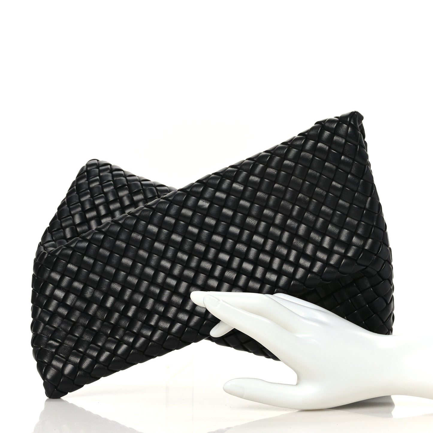 Nappa Intrecciato Crisscross Clutch Black