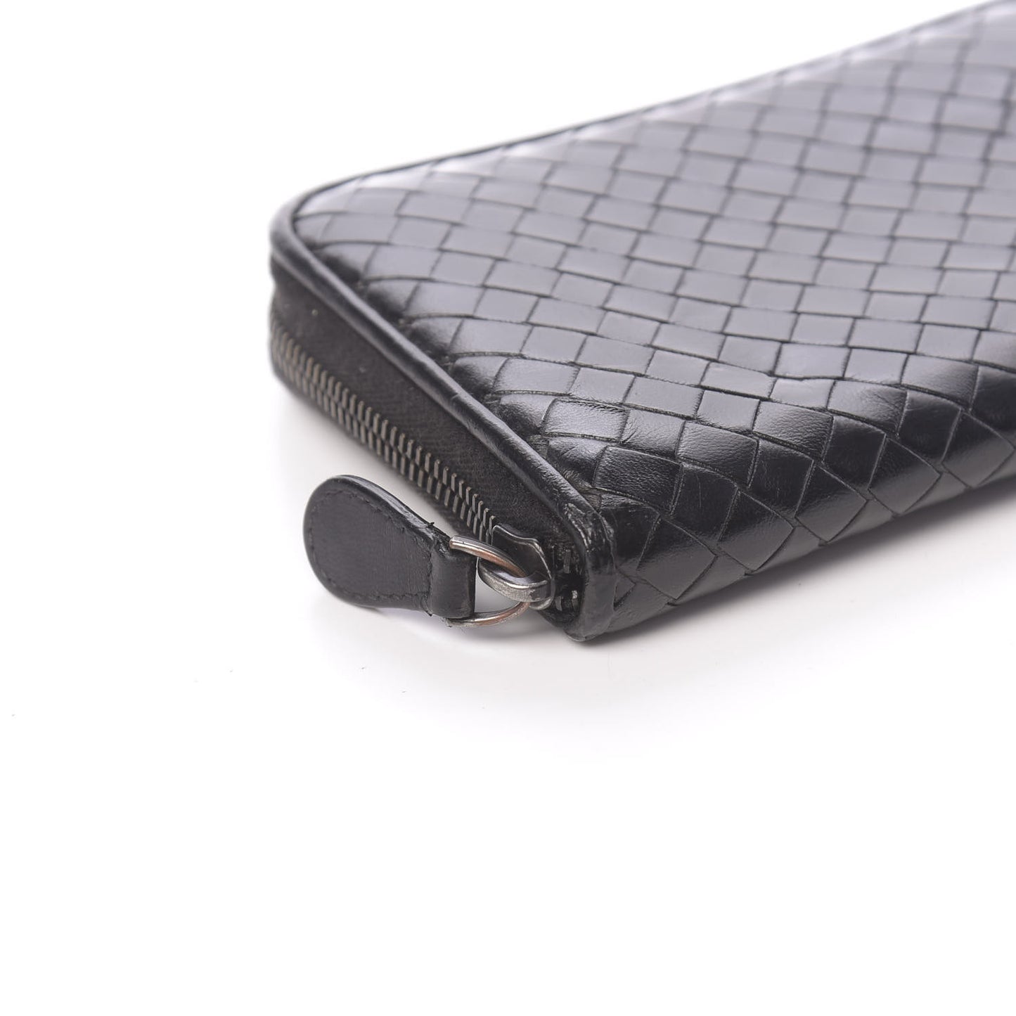 Nappa Intrecciato Zip Around Wallet Black