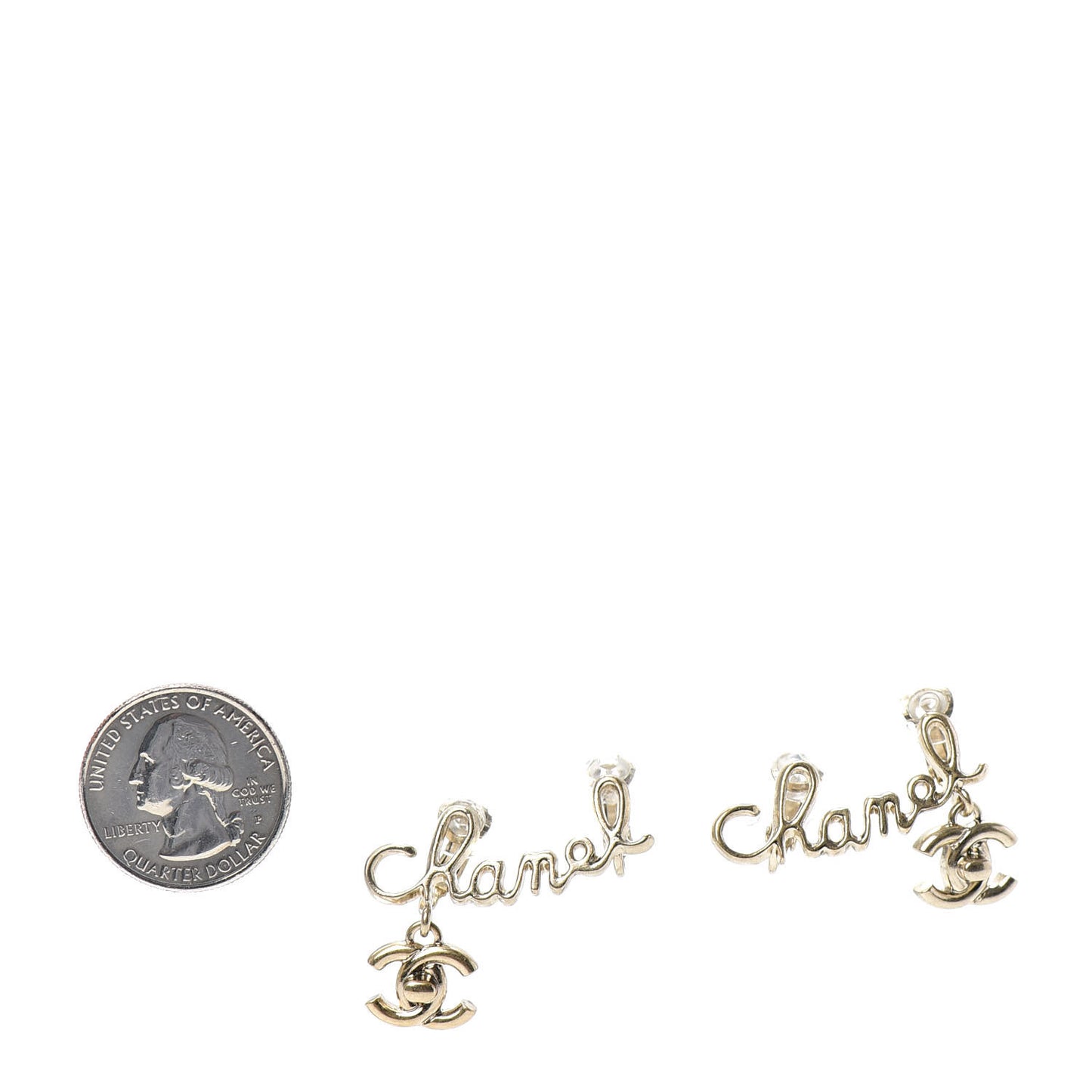 Metal Logo CC Turnlock Clip On Earrings Gold