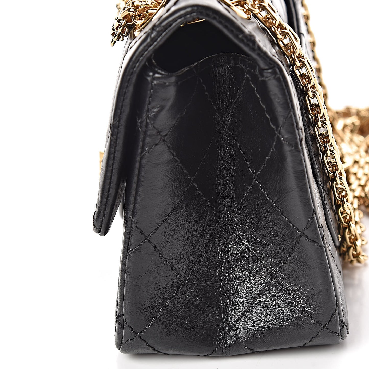 Aged Calfskin Quilted 2.55 Reissue 224 Flap Black