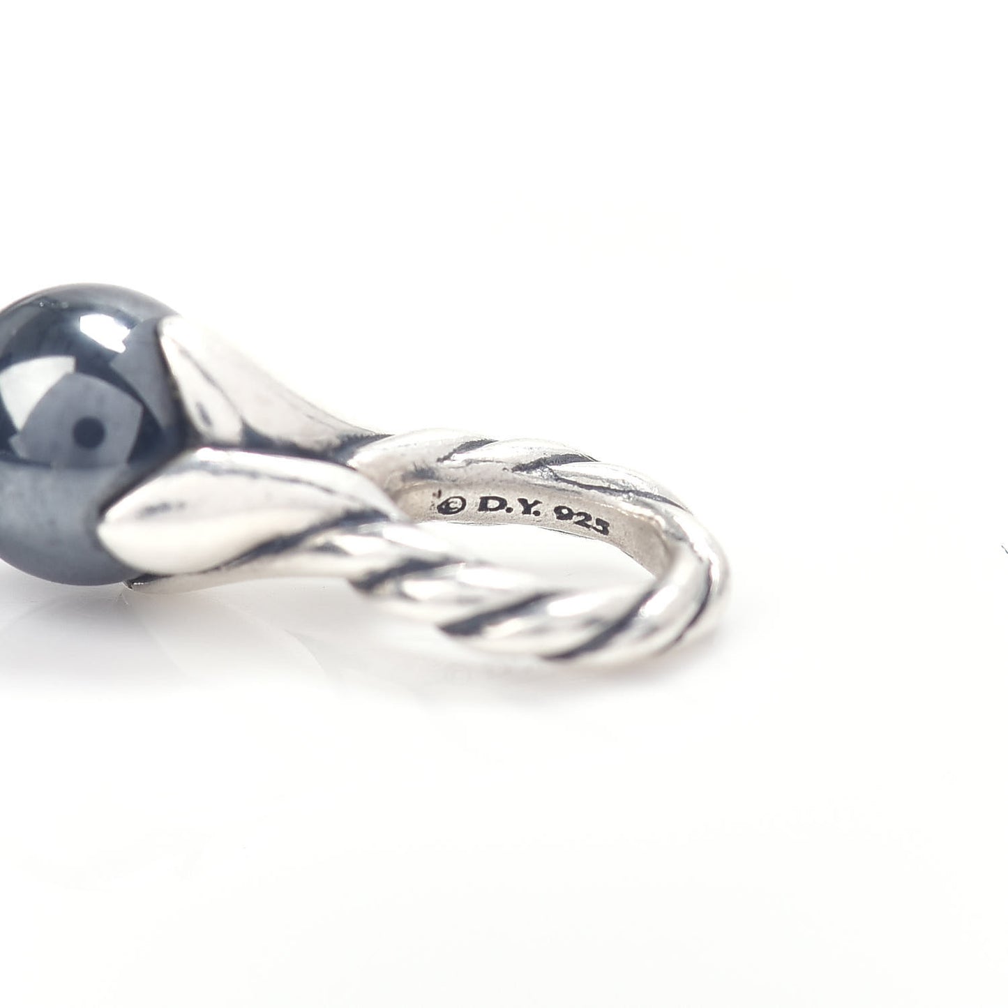 Sterling Silver Diamond Hematite 6mm Bead Bracelet