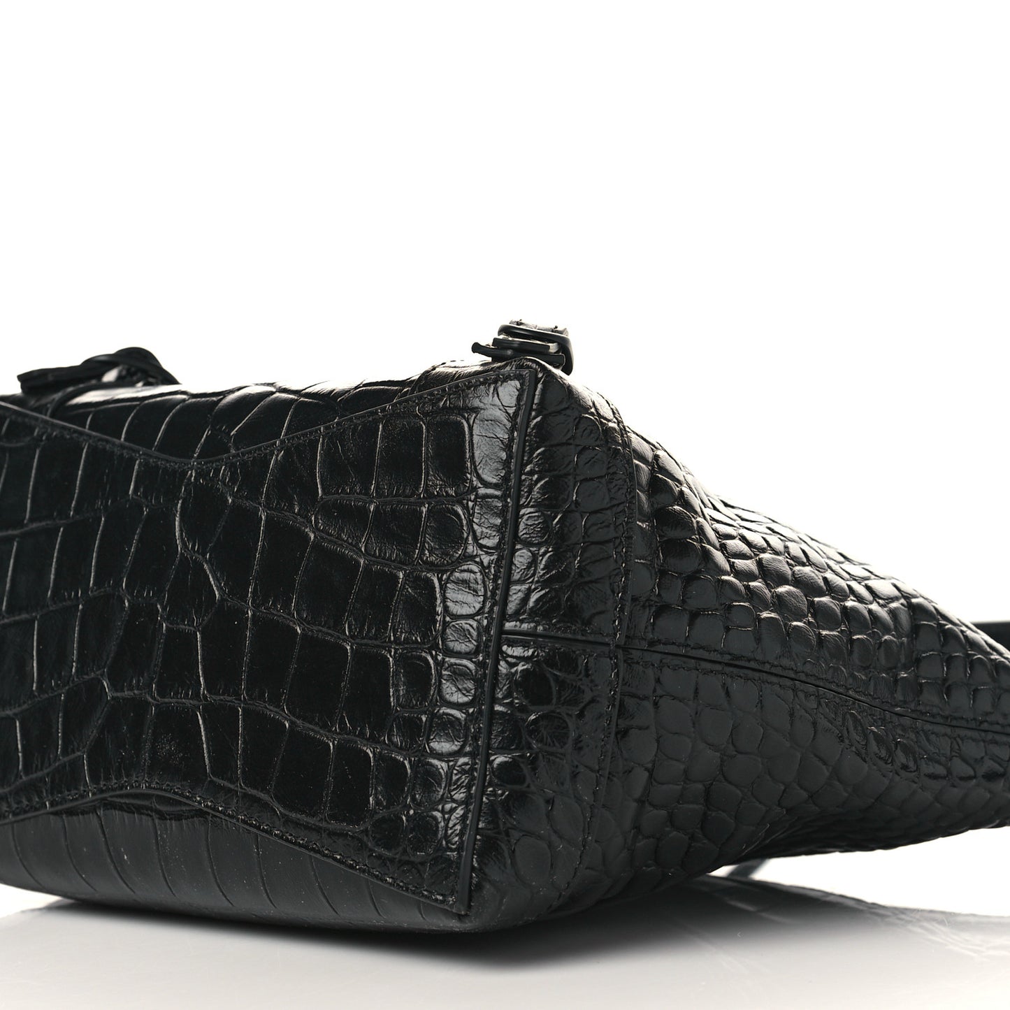 Extra Supple Calfskin Crocodile Embossed Neo Classic Hardware Hobo XS Black