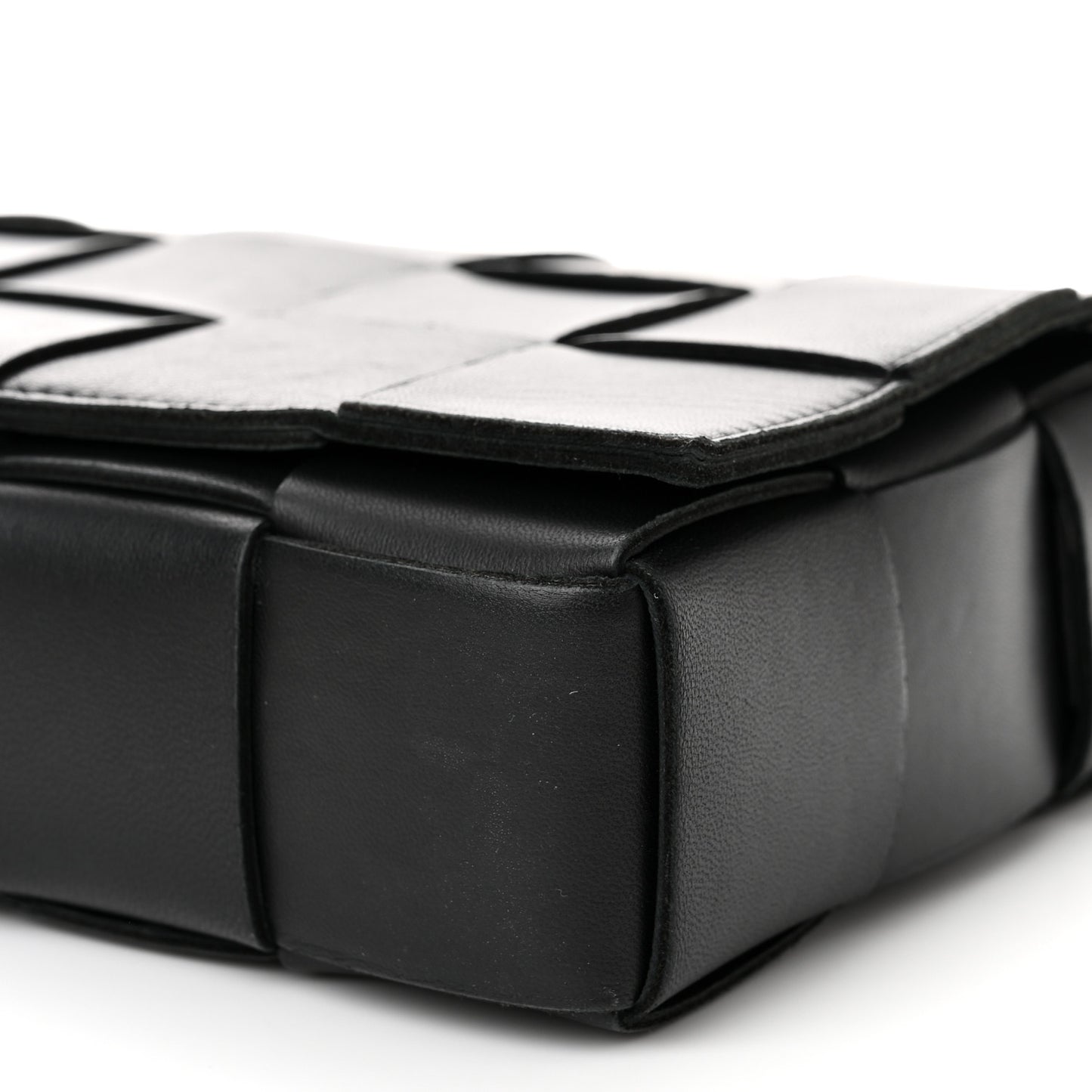 Lambskin Maxi Intrecciato Cassette Crossbody Bag Black