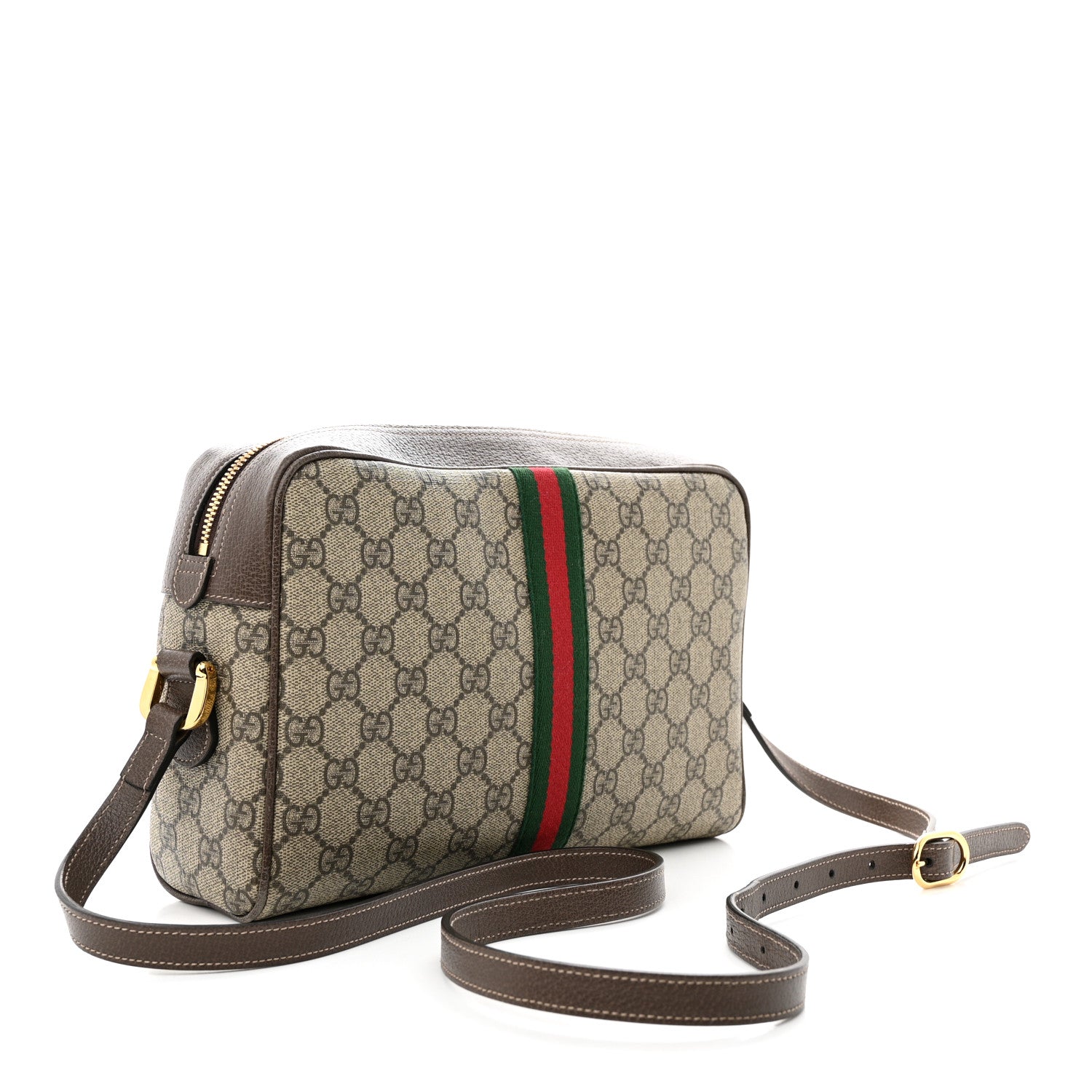 Gucci GG Supreme Monogram Web Small Ophidia Shoulder Bag Brown 3 of 12