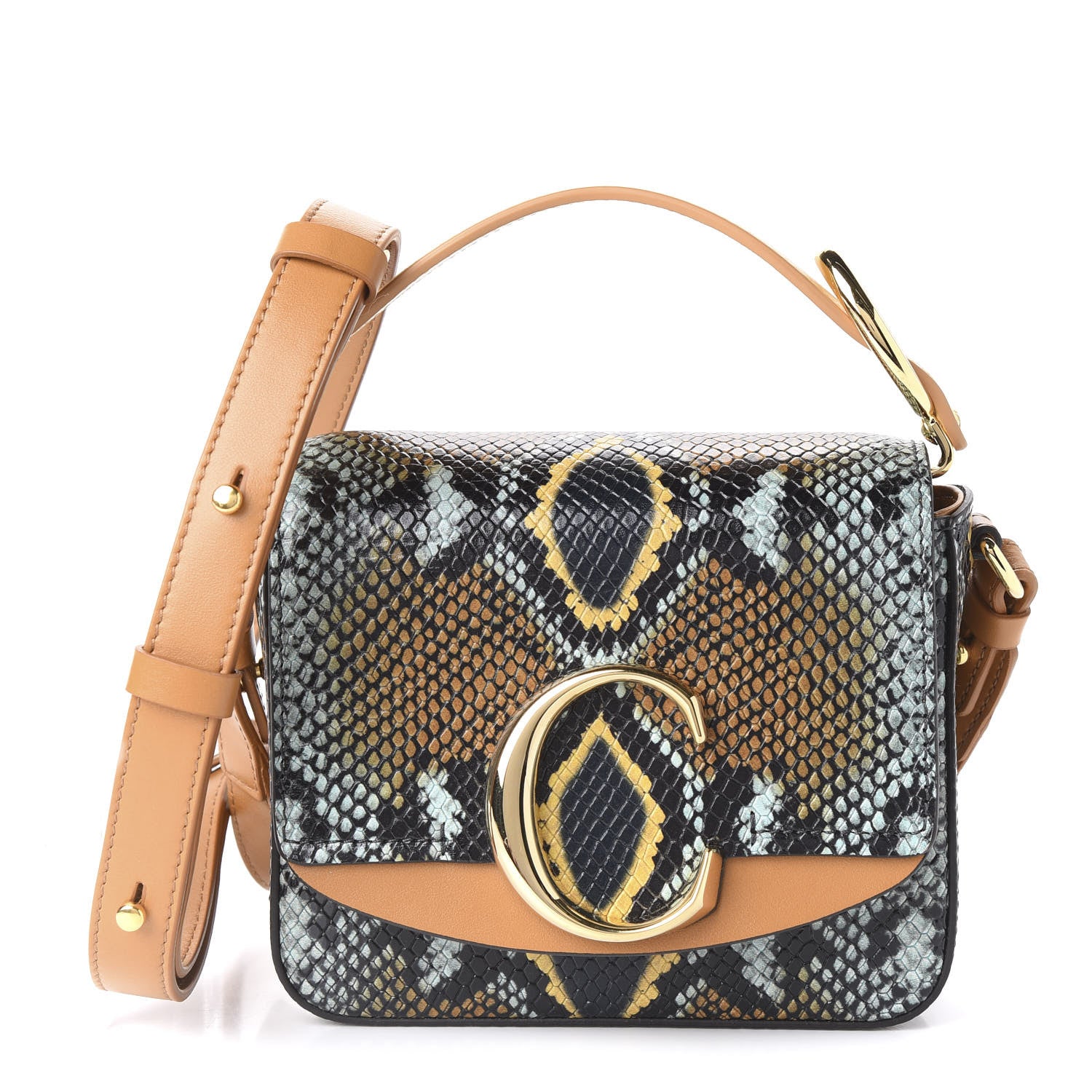 Chloe Calfskin Python Embossed Mini C Double Carry Faded Blue 1 of 8