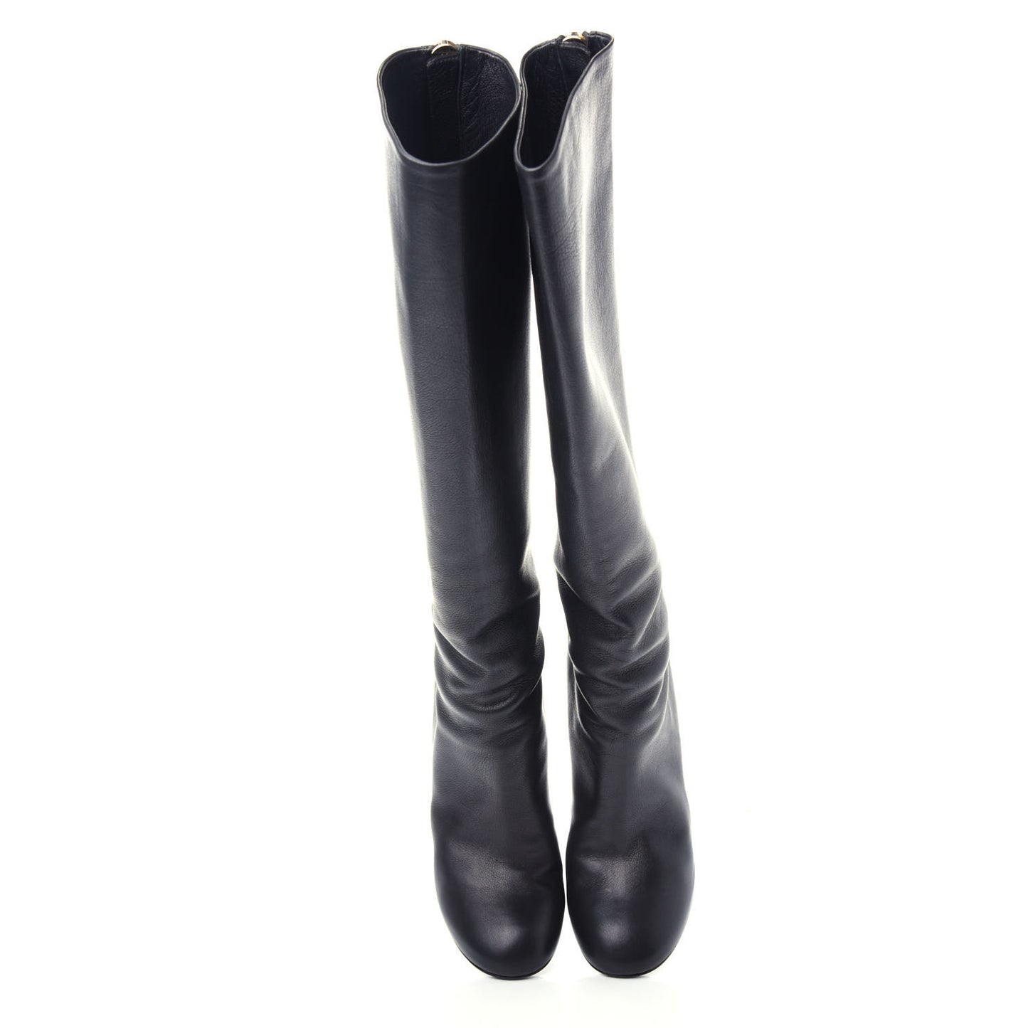 Calfskin Pearl Knee High Boots 37 Black