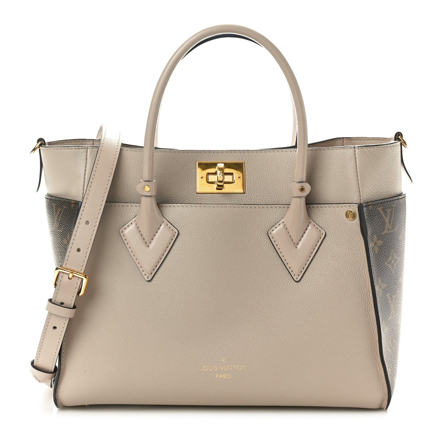 Calfskin Monogram On My Side MM Greige
