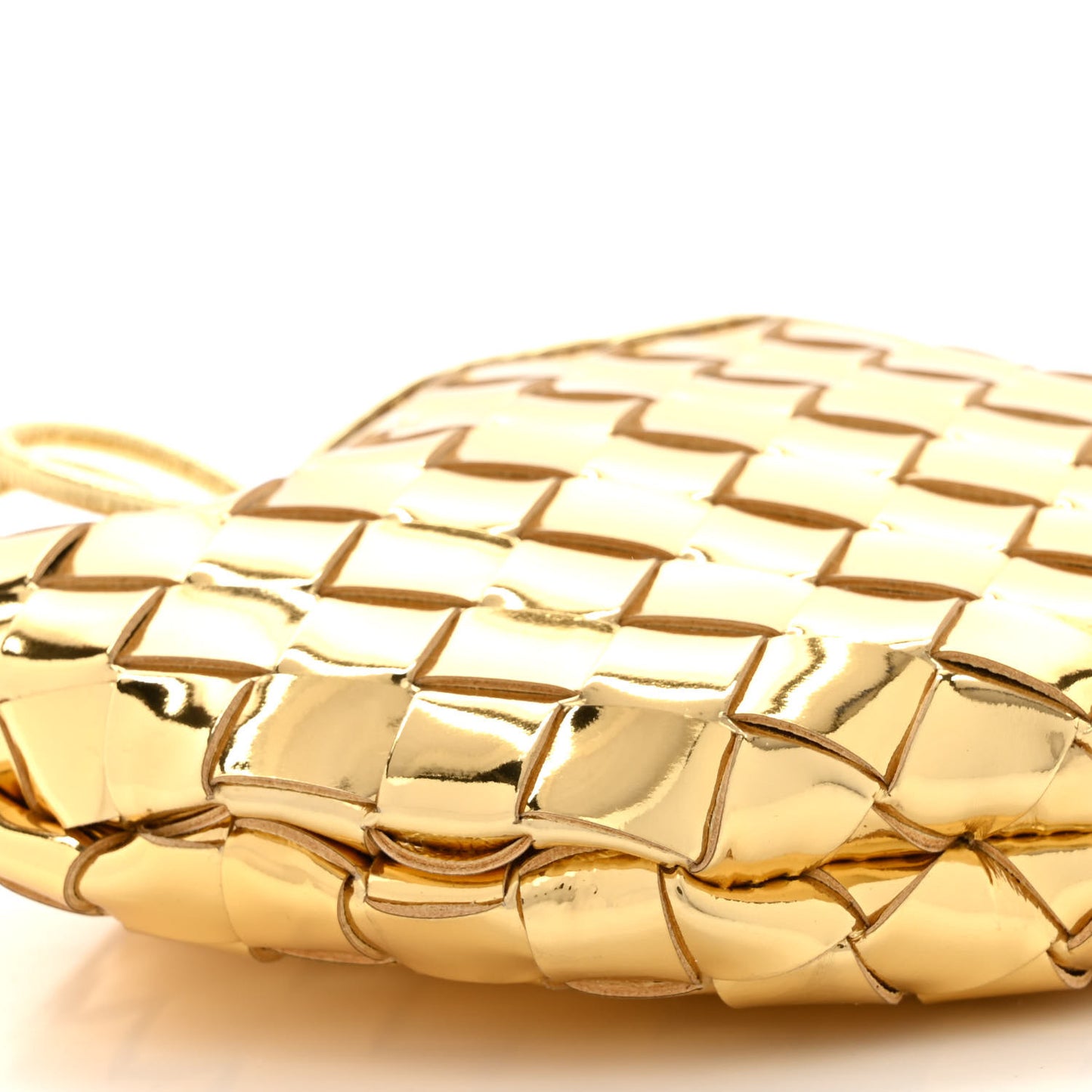 Mirror Laminated Nappa Intrecciato Mini Sardine Bag Gold