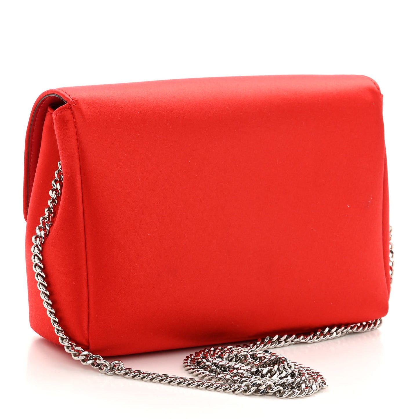 Satin Crystal Embellished Madeline Clutch Red