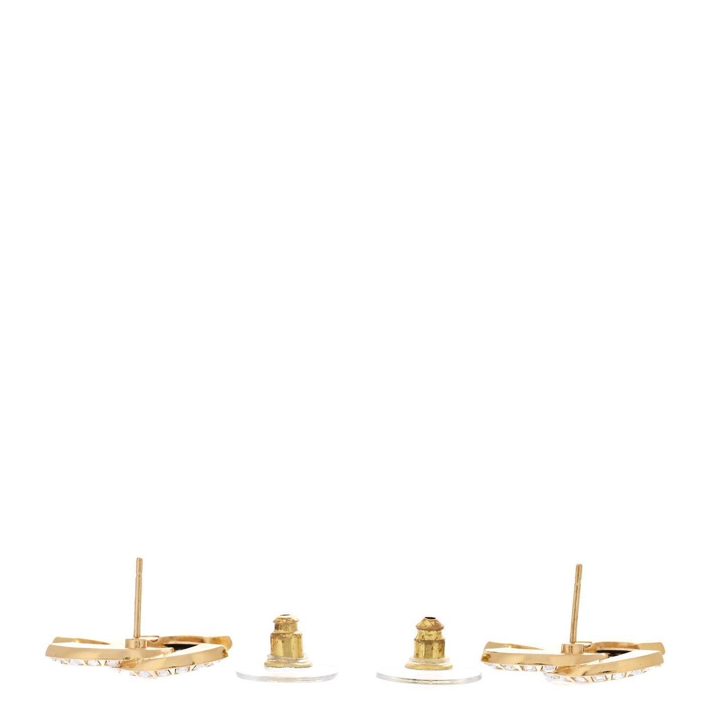 Baguette Crystal Enamel CC Earrings Gold Black