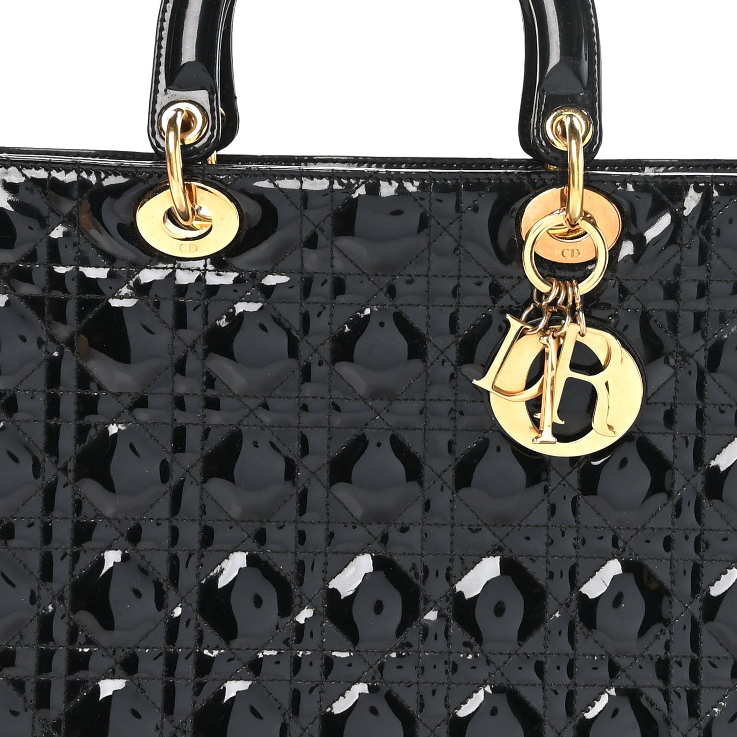 Patent Cannage Large Lady Dior Black