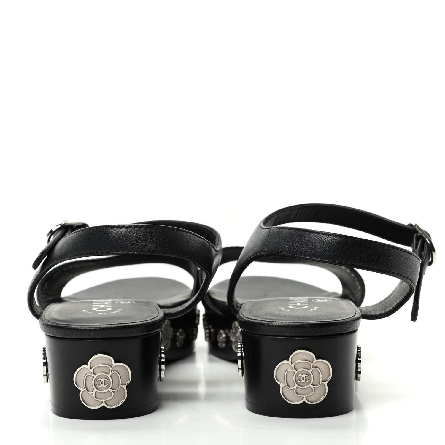 Chanel Calfskin Camellia Platform Sandals 39 Black 7 of 10