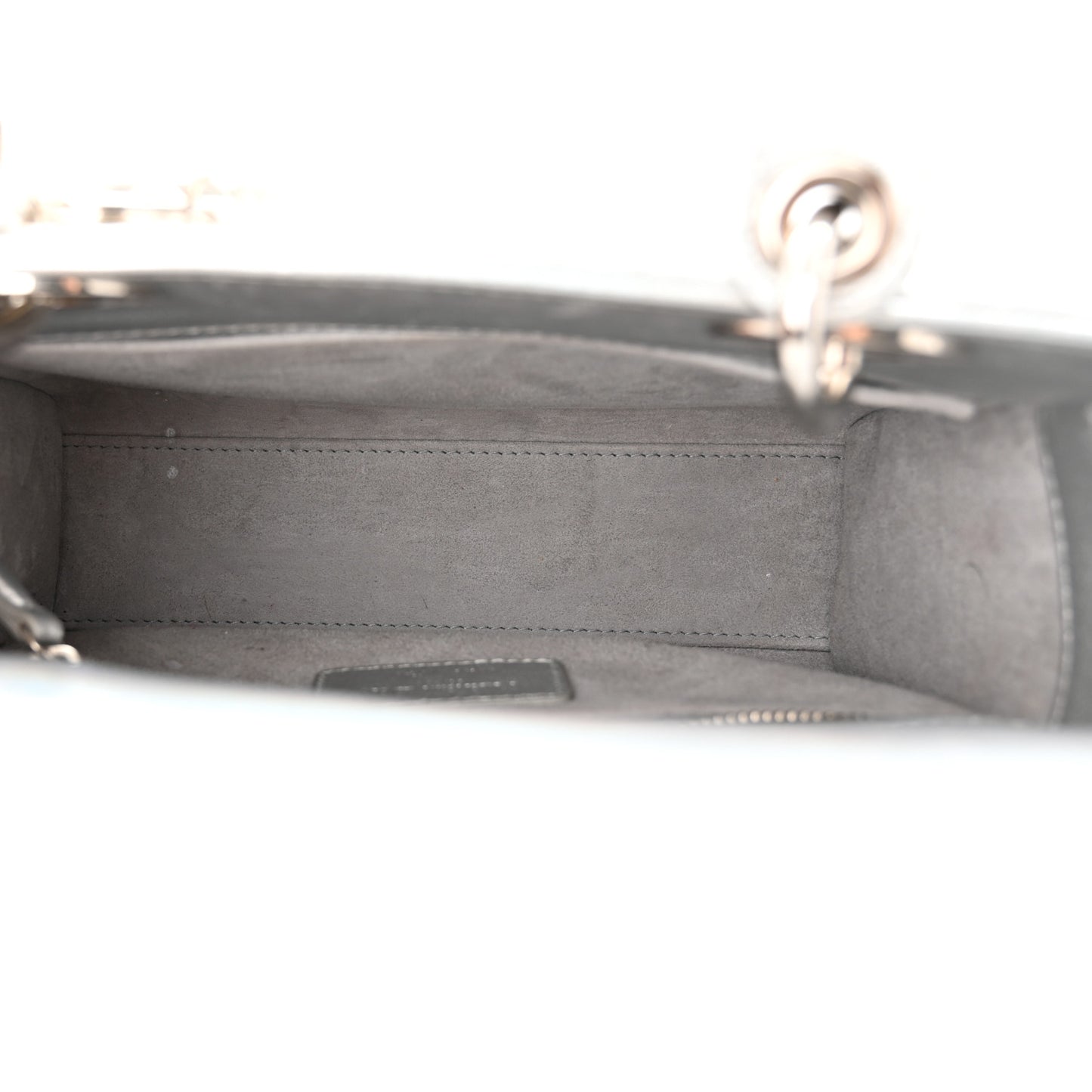 Iridescent Metallic Lambskin Cannage Small My ABCDior Lady Dior Silver