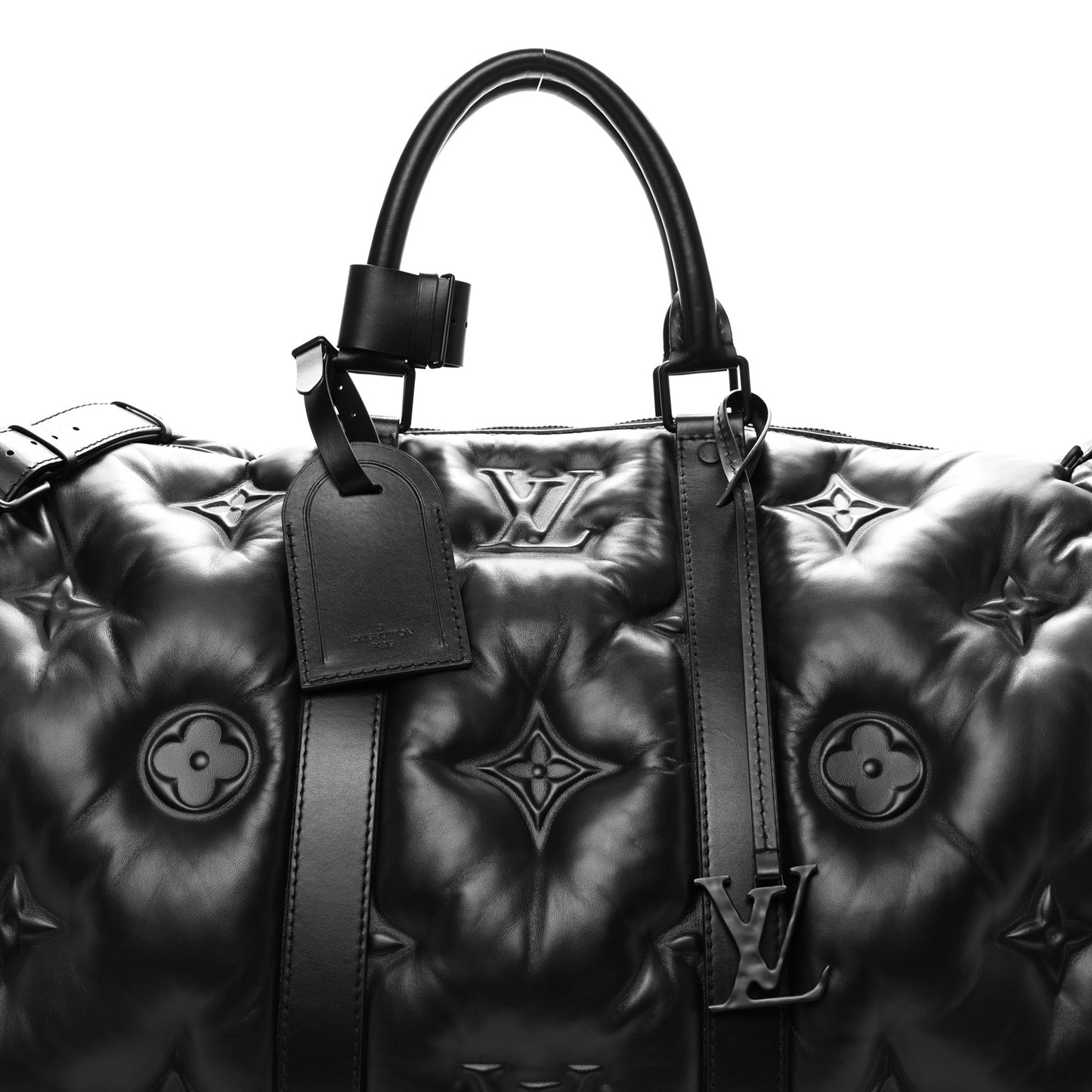 Lambskin Monogram Keepall Puffer XL Bandouliere 75 Black