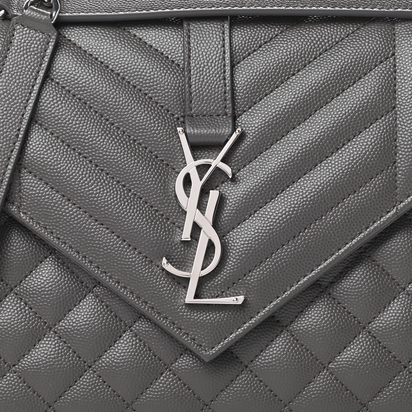 Grain De Poudre Textured Mixed Matelasse Medium Triquilt Monogram Satchel Earth