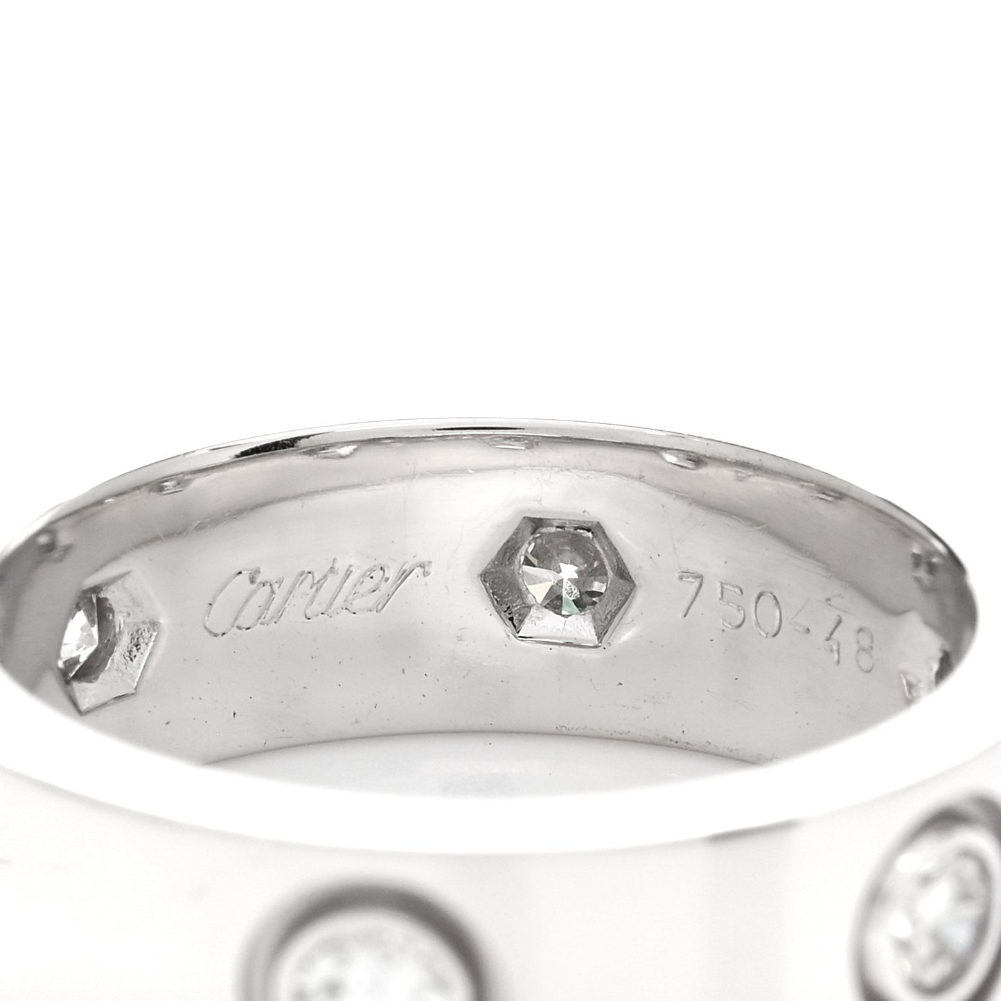 18K White Gold 6 Diamond 5.5mm LOVE Ring 48 4.5