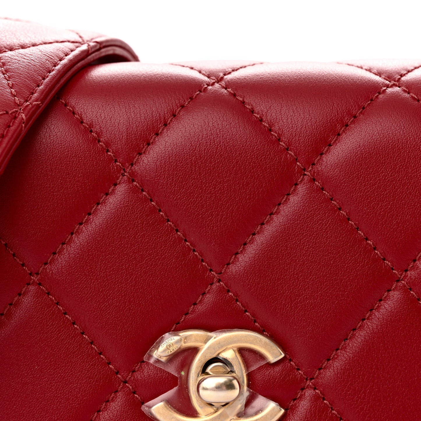 Lambskin Quilted Small Multiple Chain Flap Red