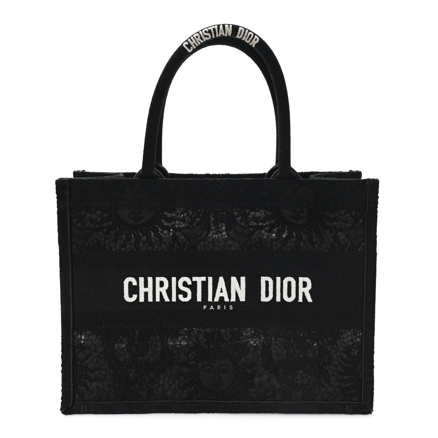 Christian Dior Canvas Embroidered Mesh Macrame Medium Toile de 