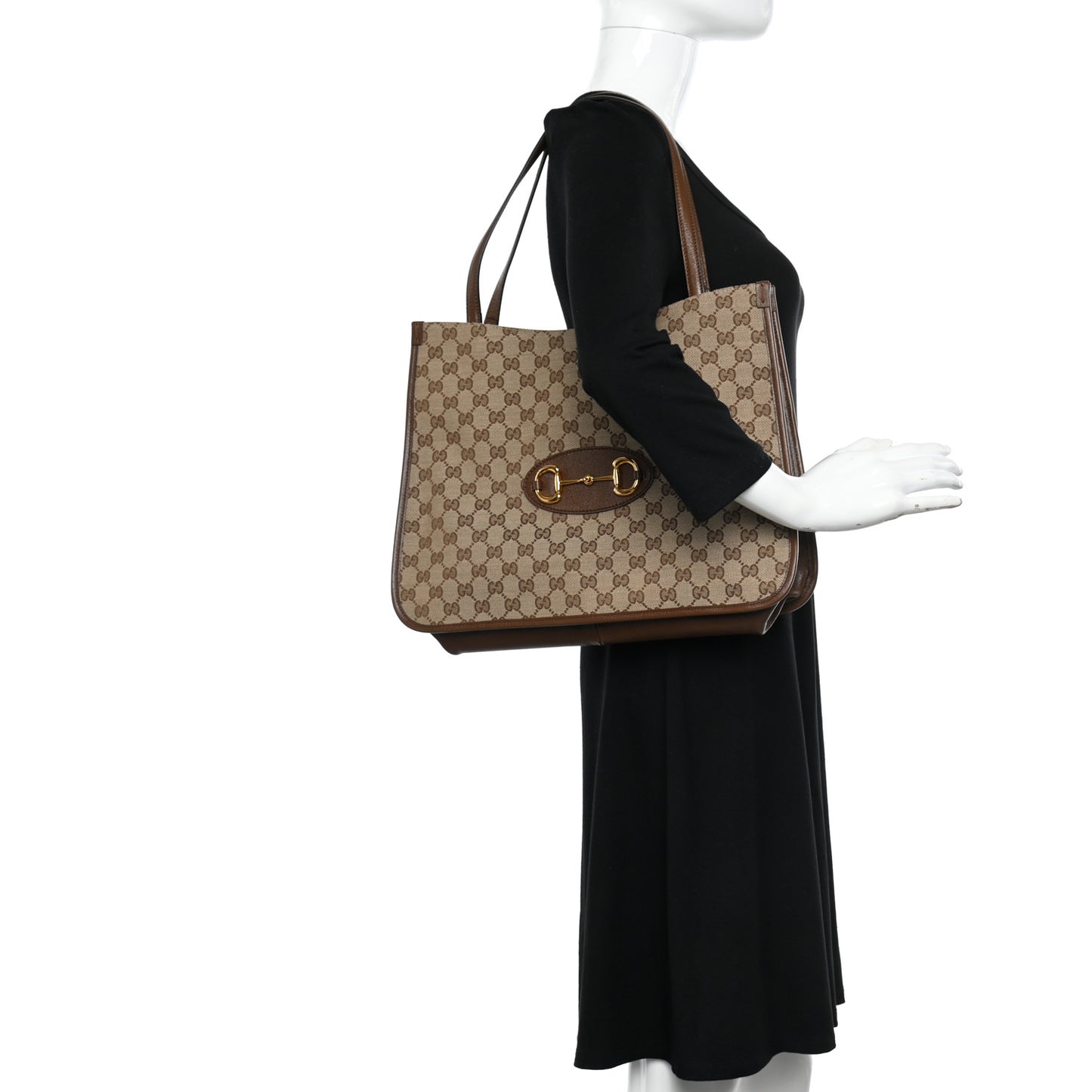 Monogram Horsebit 1955 Tote Bag Beige Brown Sugar