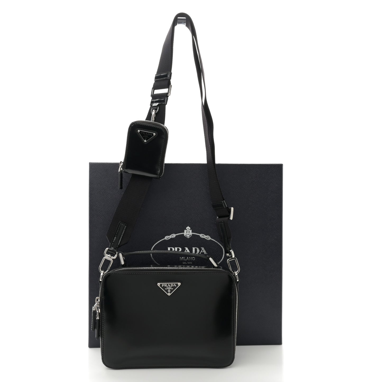 Spazzolato Medium Brique Crossbody Bag Black
