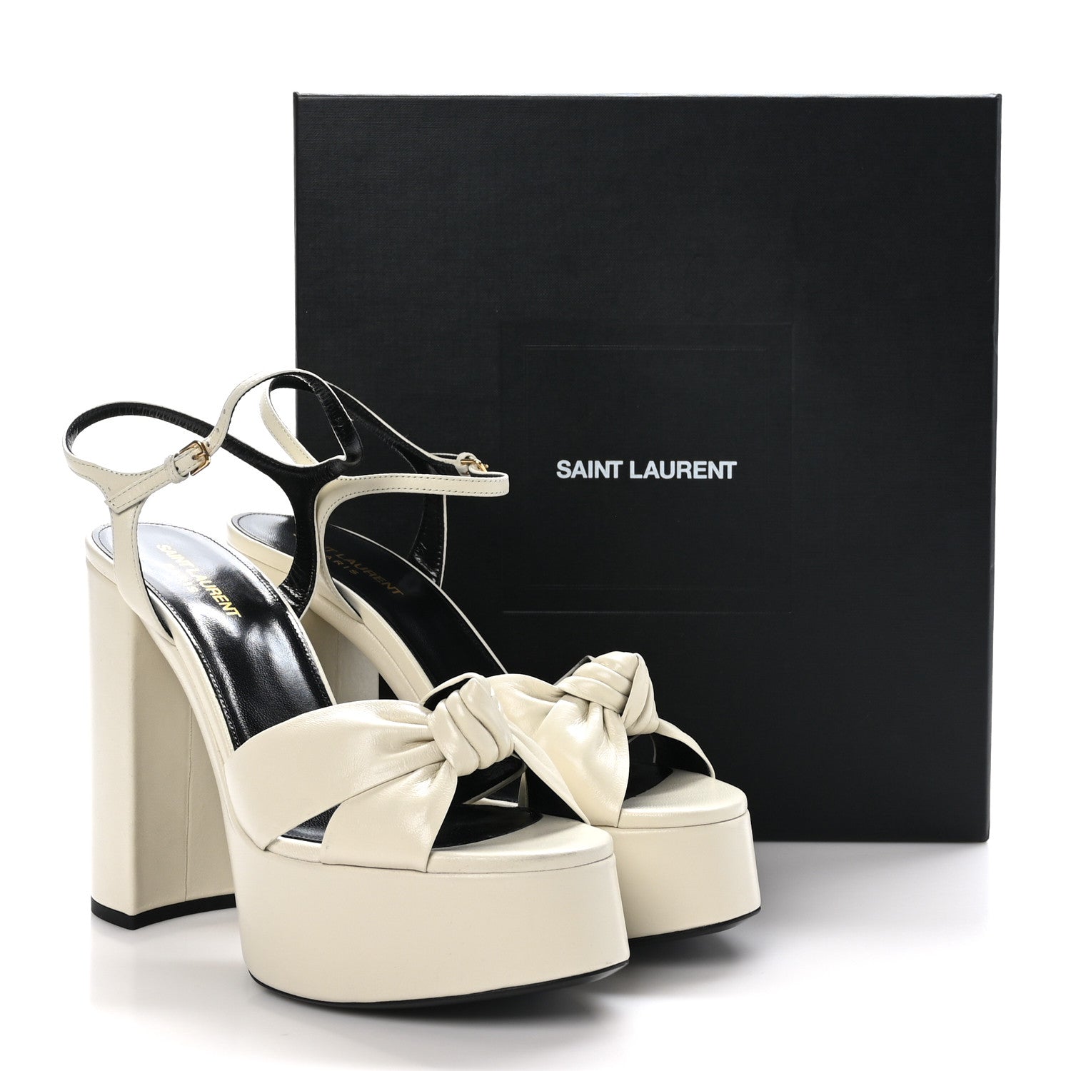 Saint Laurent Vendome Bianca 85 Platform Sandals 41 Pearl 9 of 9